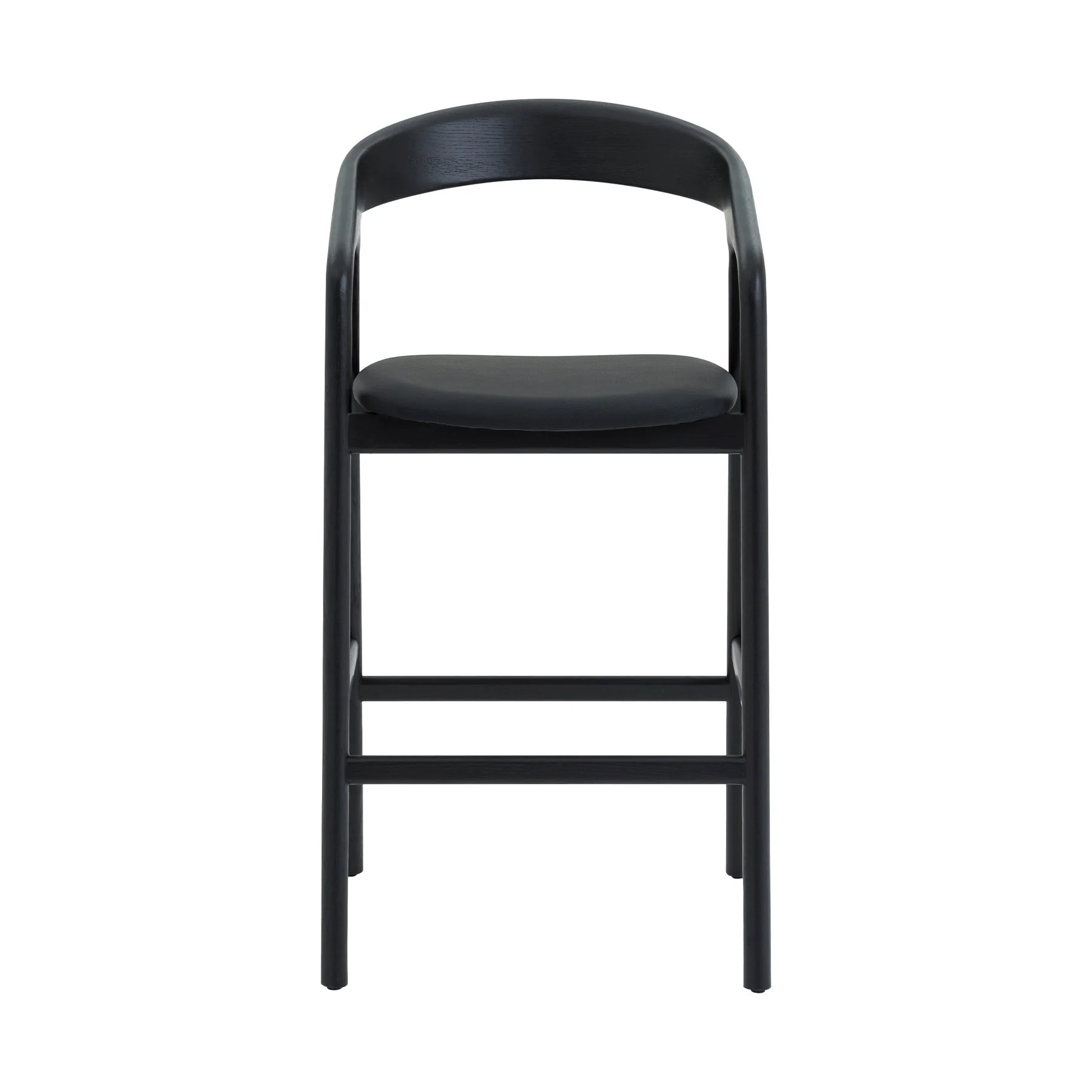 Apache Black Oak Wood and Faux Leather Counter Stool - Image 2