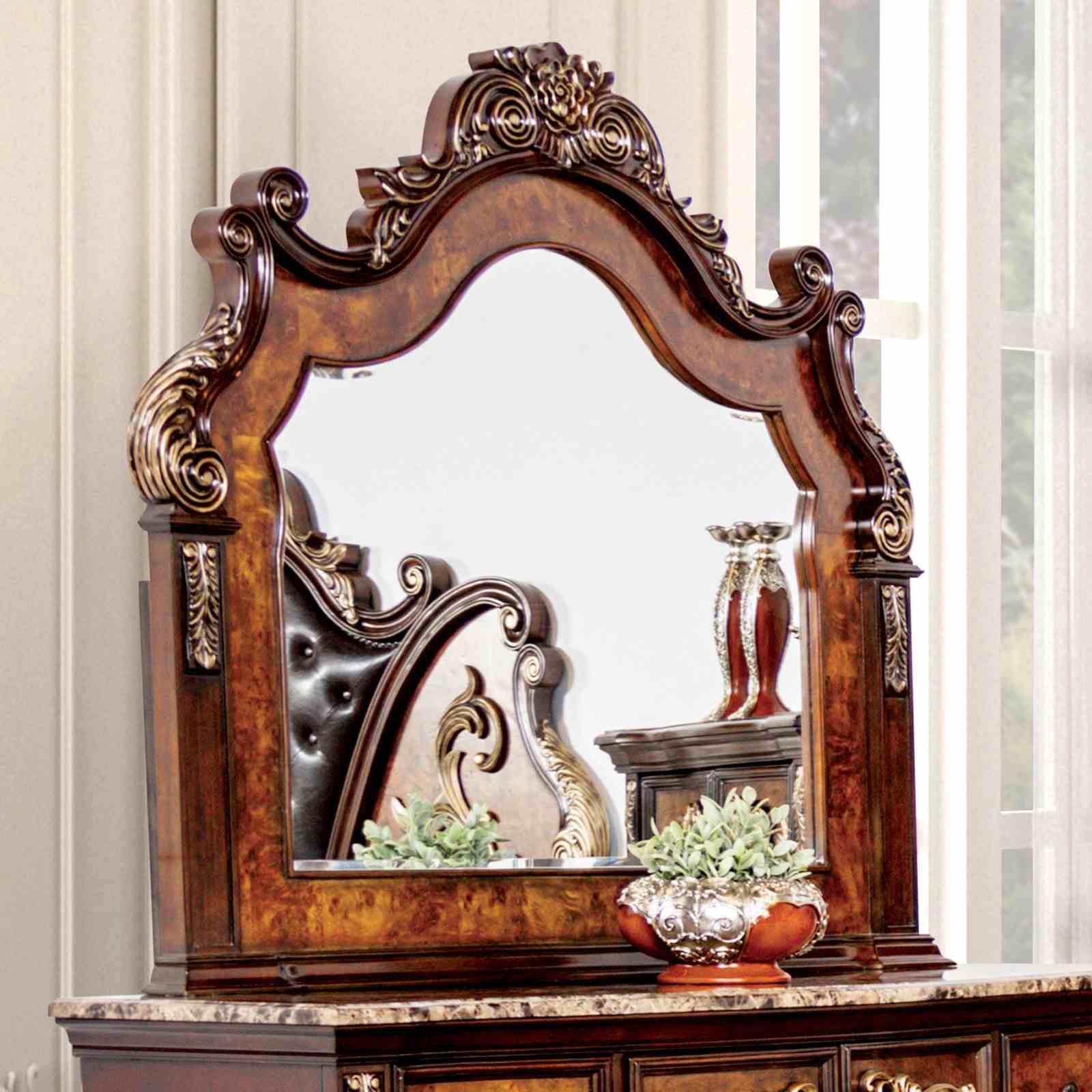 Aquilina Mirror, Dark Cherry/Oak