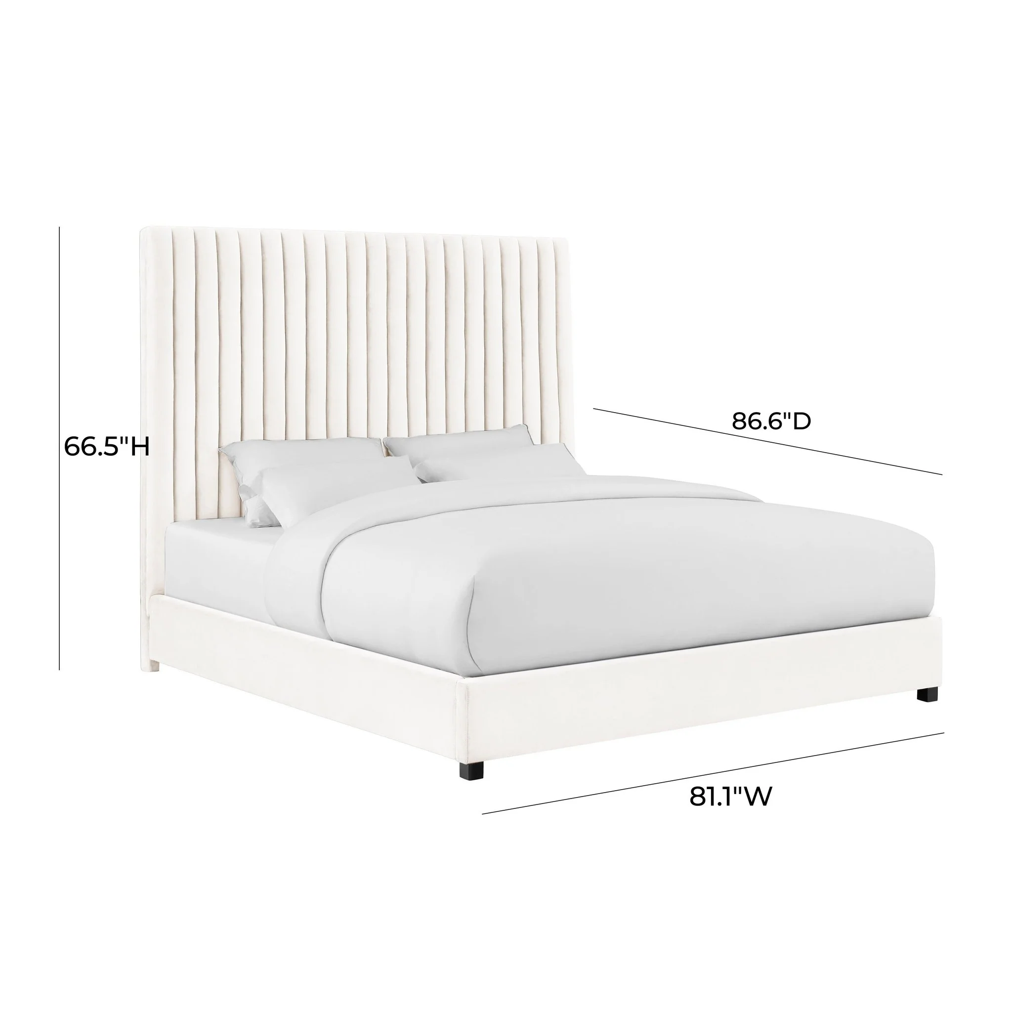 Arabelle White Velvet Bed in King - Image 4