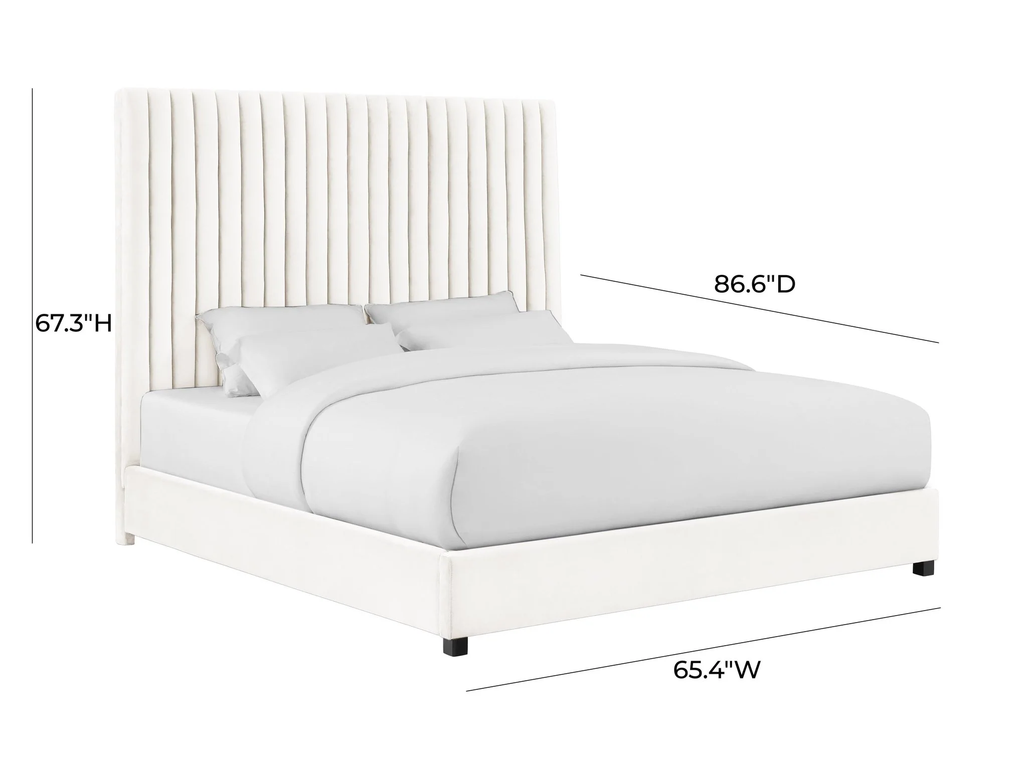 Arabelle White Velvet Bed in Queen - Image 7