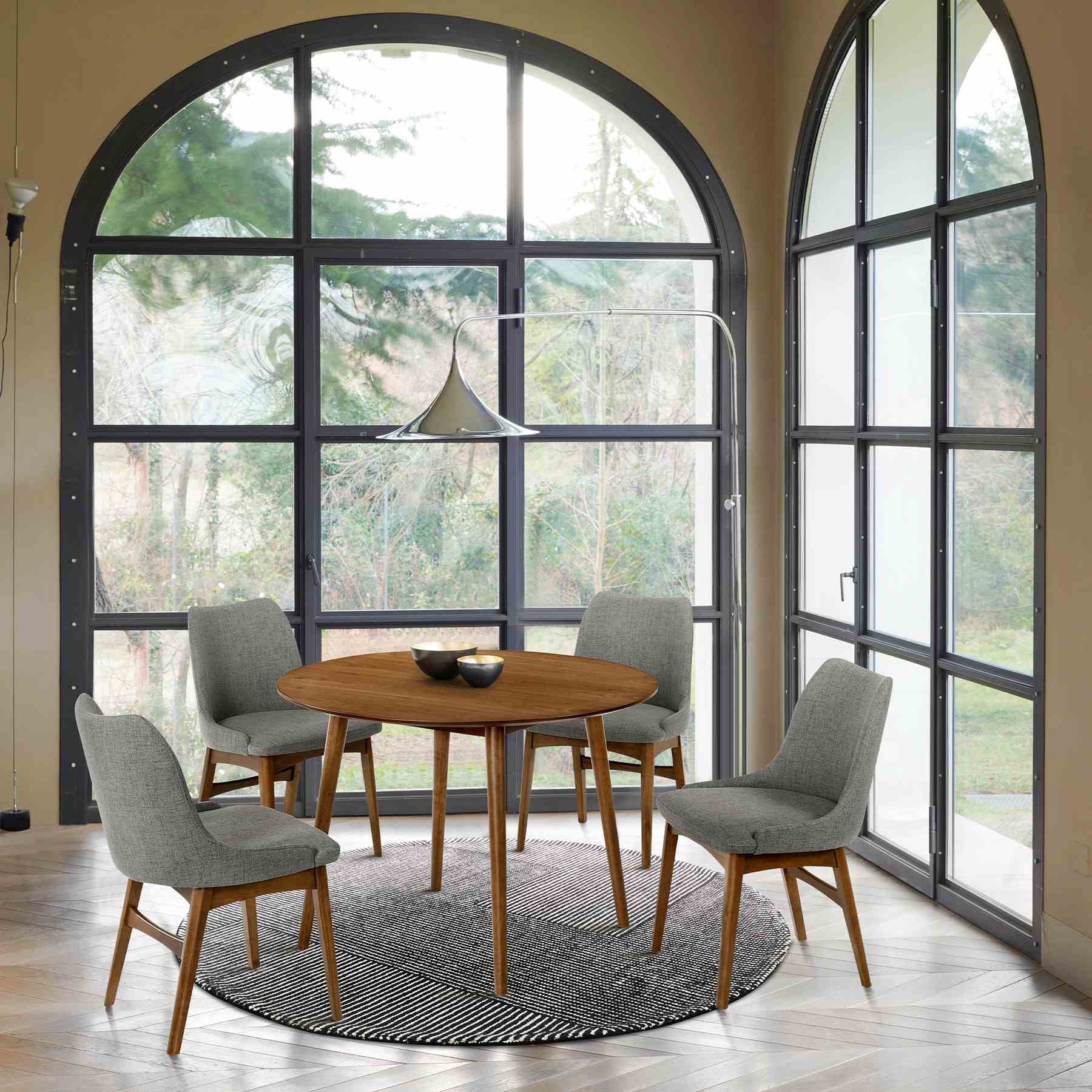 Arcadia and Azalea 42" Round Charcoal and Walnut Wood 5 Piece Dining Set - Image 10