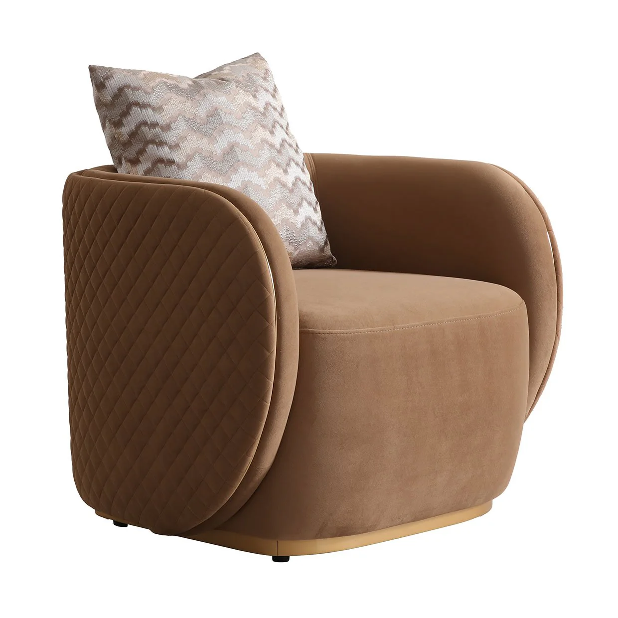 Ariana Velvet Accent Chair - Caramel/Gold