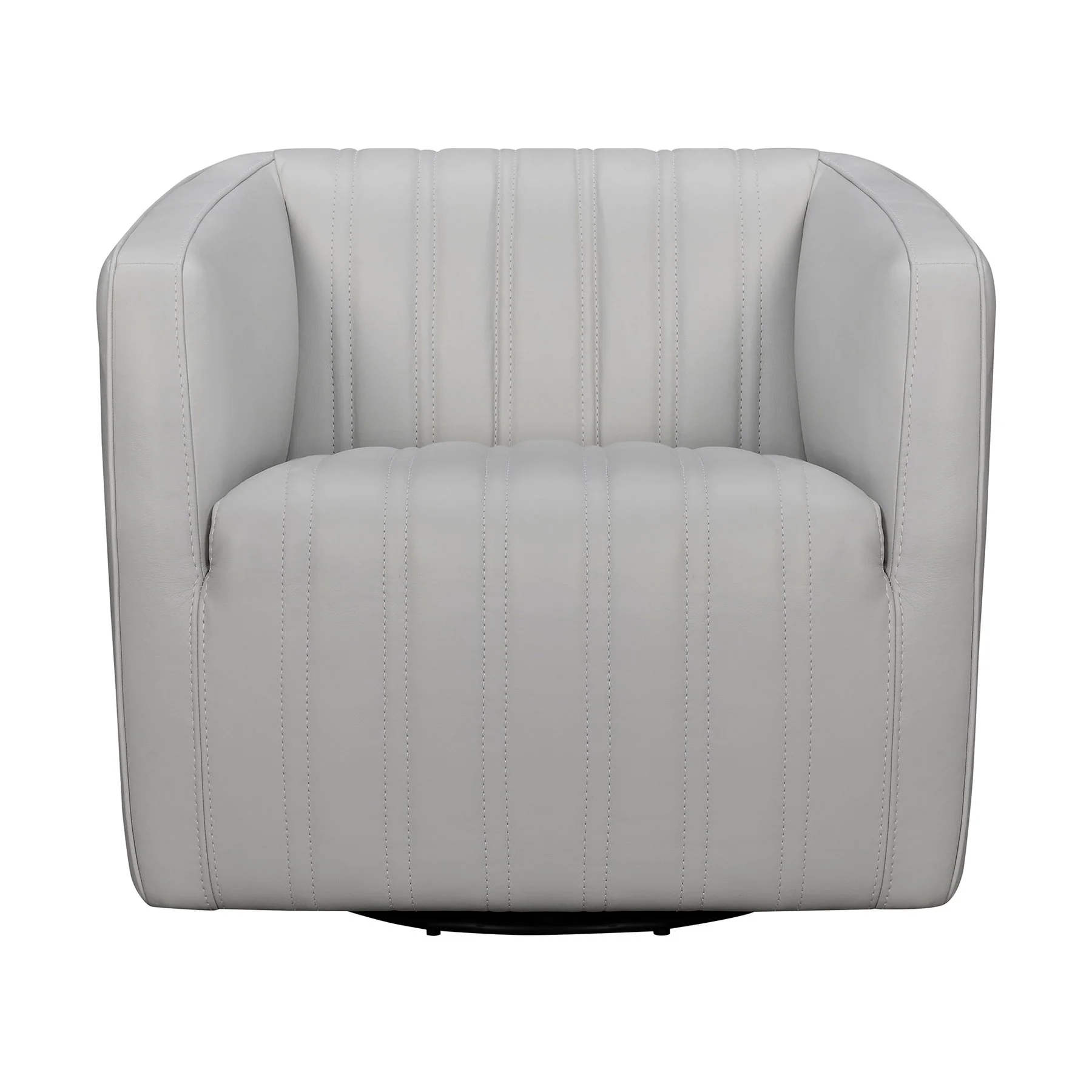 Aries Dove Gray Genuine Leather Swivel Barrel Chair - Image 2