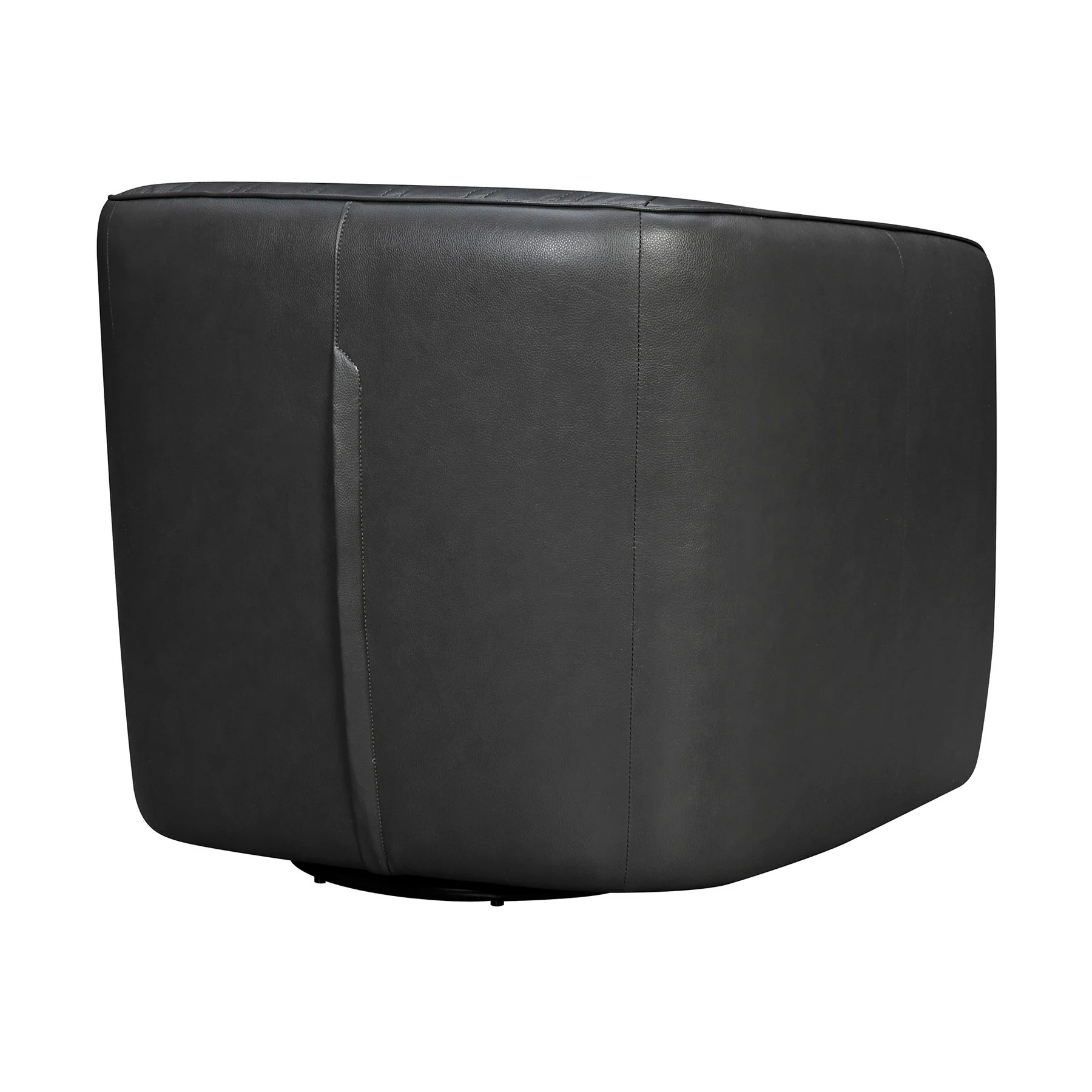Aries Pewter Genuine Leather Swivel Barrel Chair - Image 3