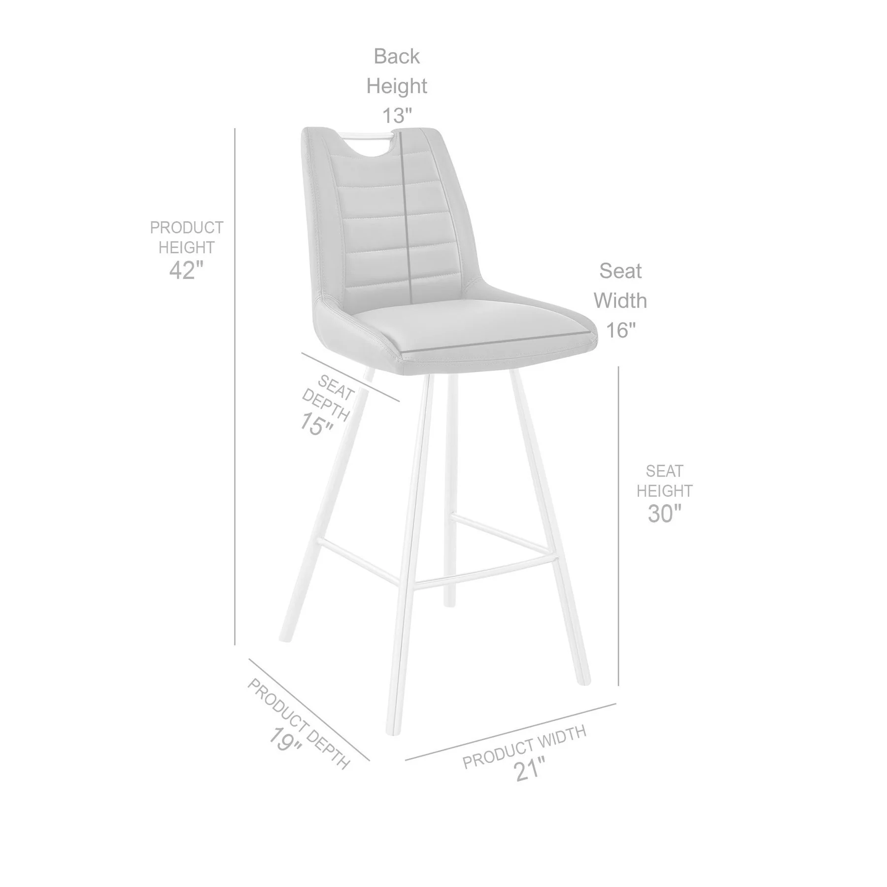 Arizona 30" Bar Height Bar Stool in Charcoal Fabric and Black Finish - Image 8