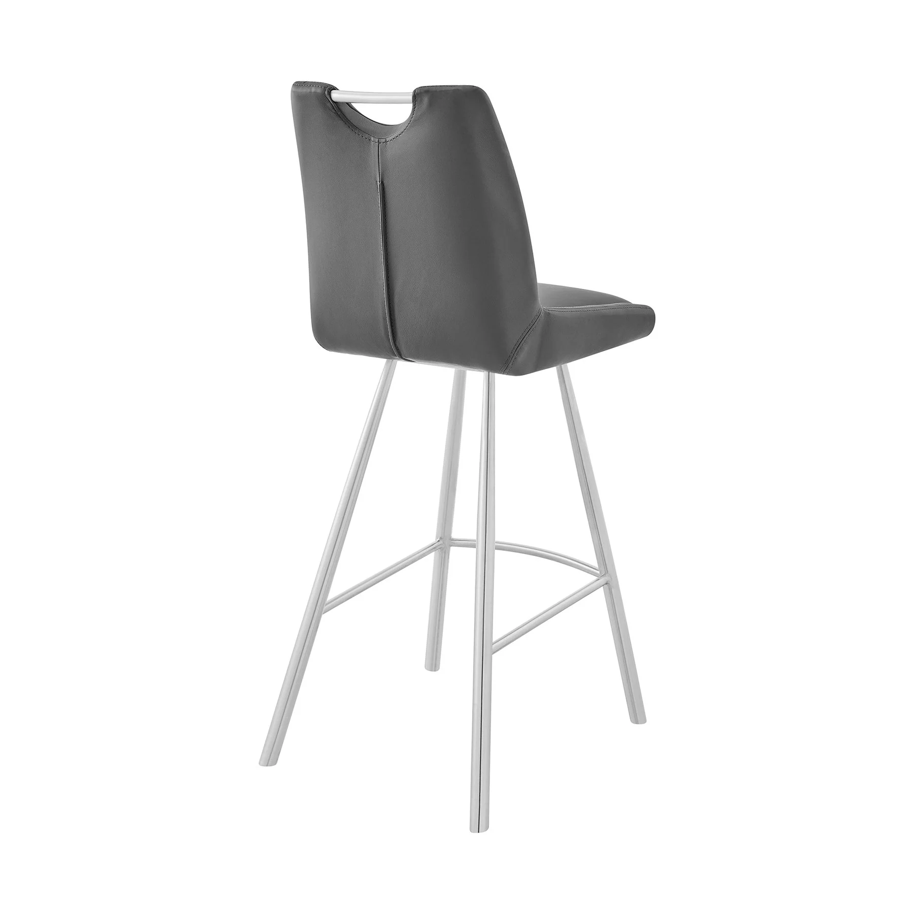 Arizona 30" Bar Height Bar Stool in Charcoal Faux Leather and Brushed Stainless Steel Finish - Image 4
