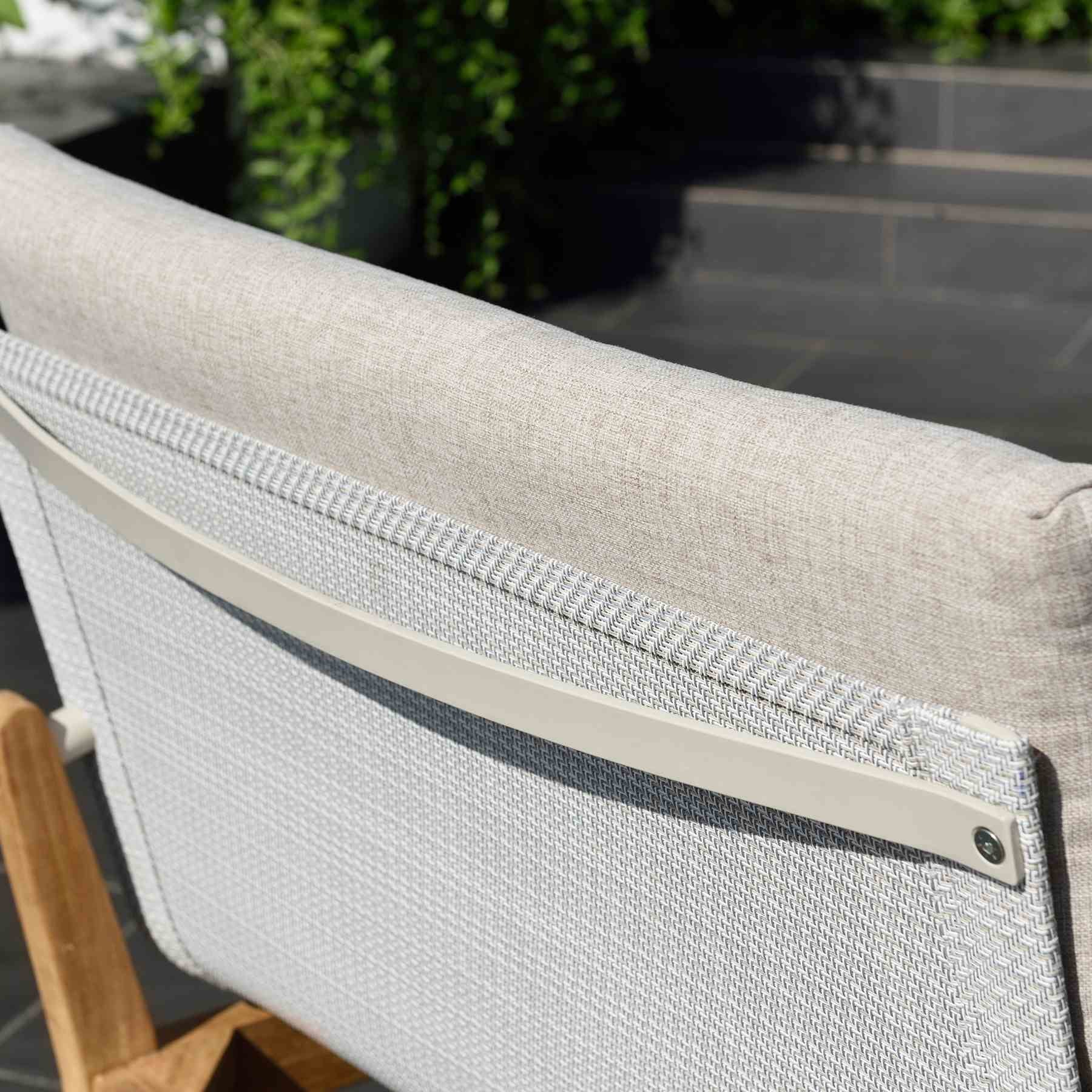 Arno Outdoor 11 Piece Teak Wood Seating Set in Beige Olefin - Image 6
