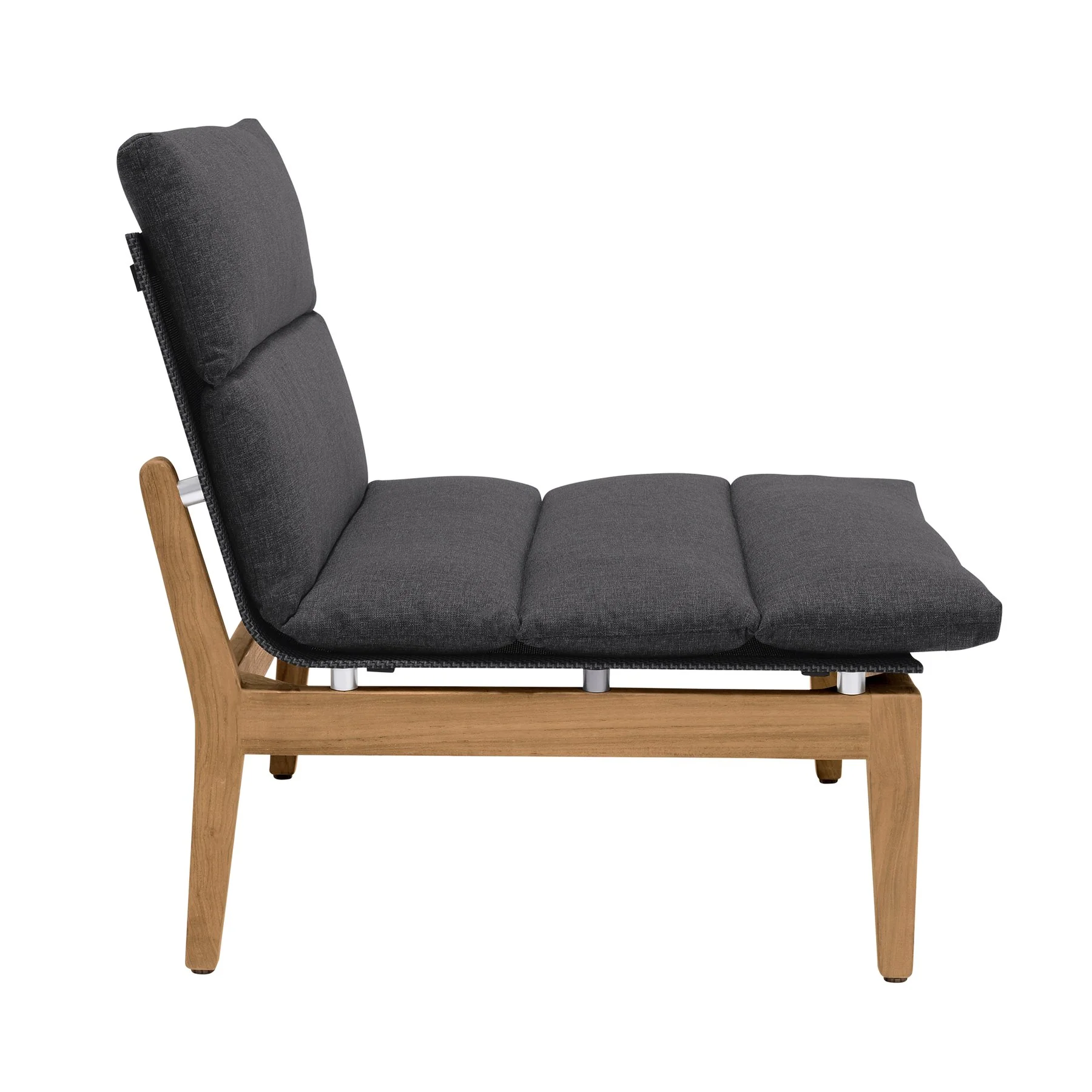 Arno Outdoor 3 Piece Teak Wood Seating Set in Charcoal Olefin - Image 3