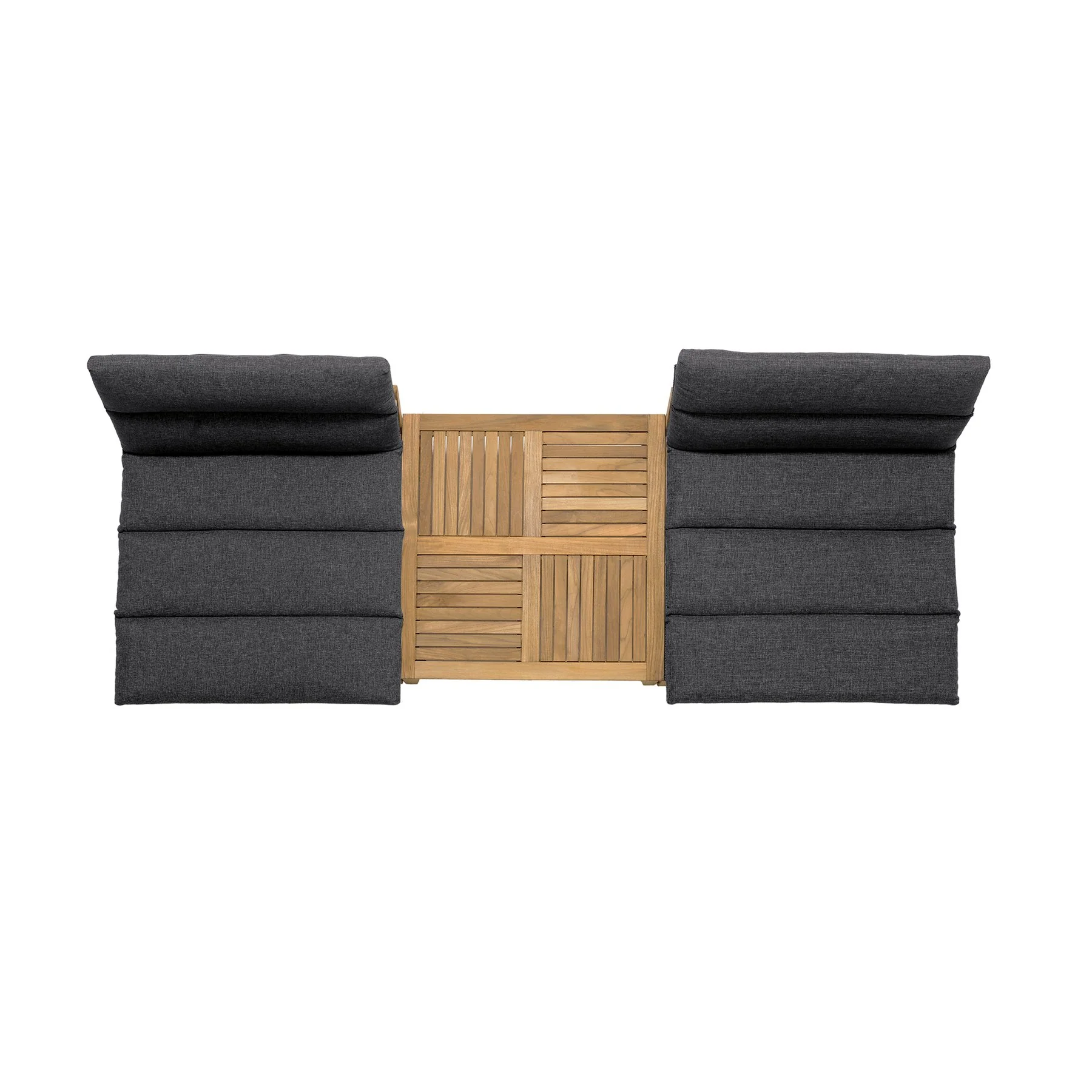 Arno Outdoor 3 Piece Teak Wood Seating Set in Charcoal Olefin - Image 9