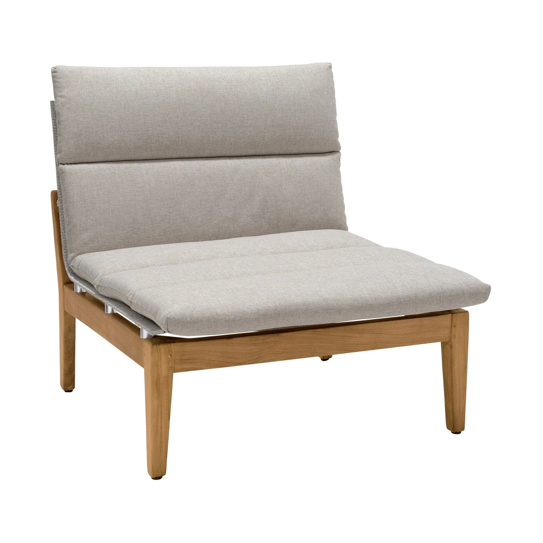 Arno Outdoor 7 Piece Teak Wood Seating Set in Beige Olefin - Image 2