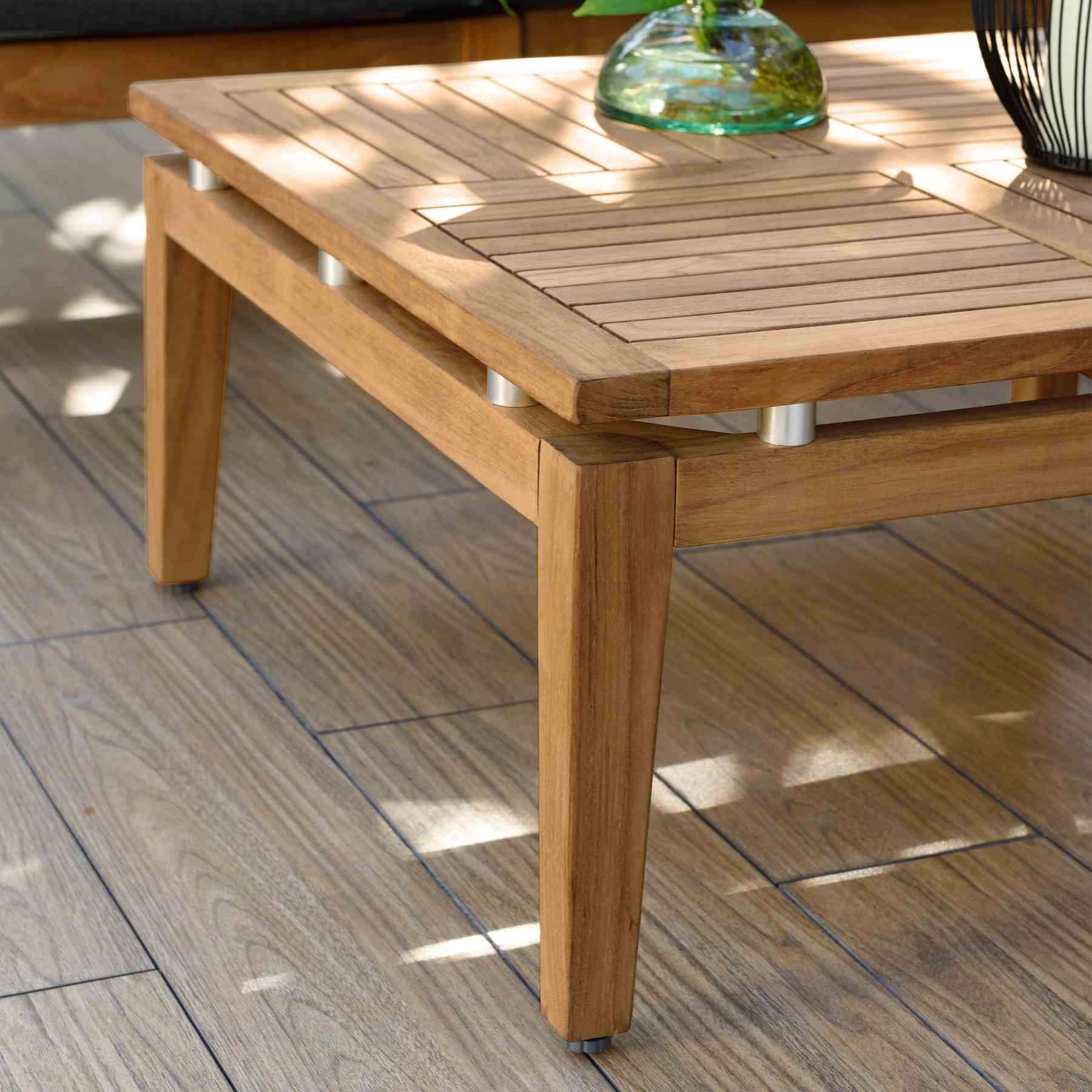 Arno Outdoor 7 Piece Teak Wood Seating Set in Charcoal Olefin - Image 7