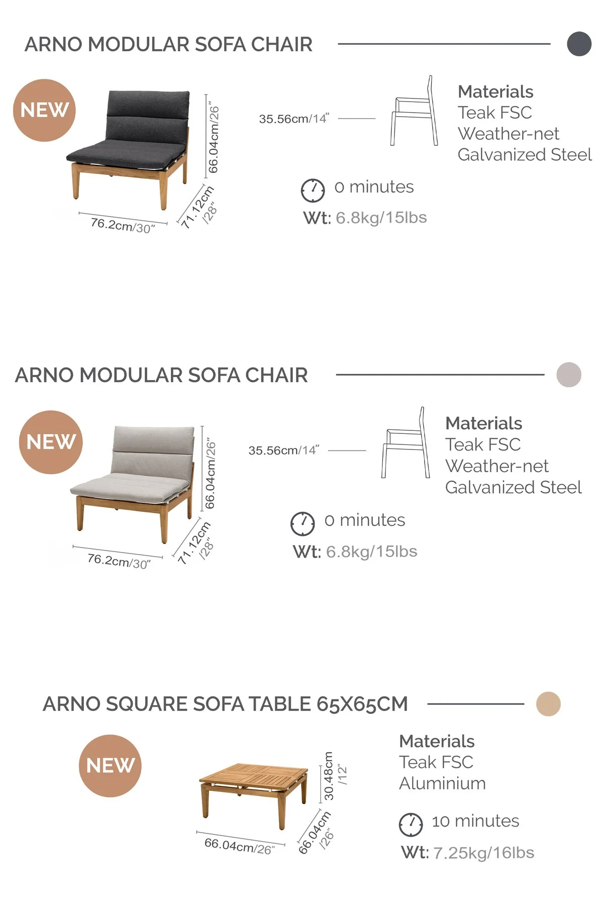 Arno Outdoor 8 Piece Teak Wood Seating Set in Beige Olefin - Image 9
