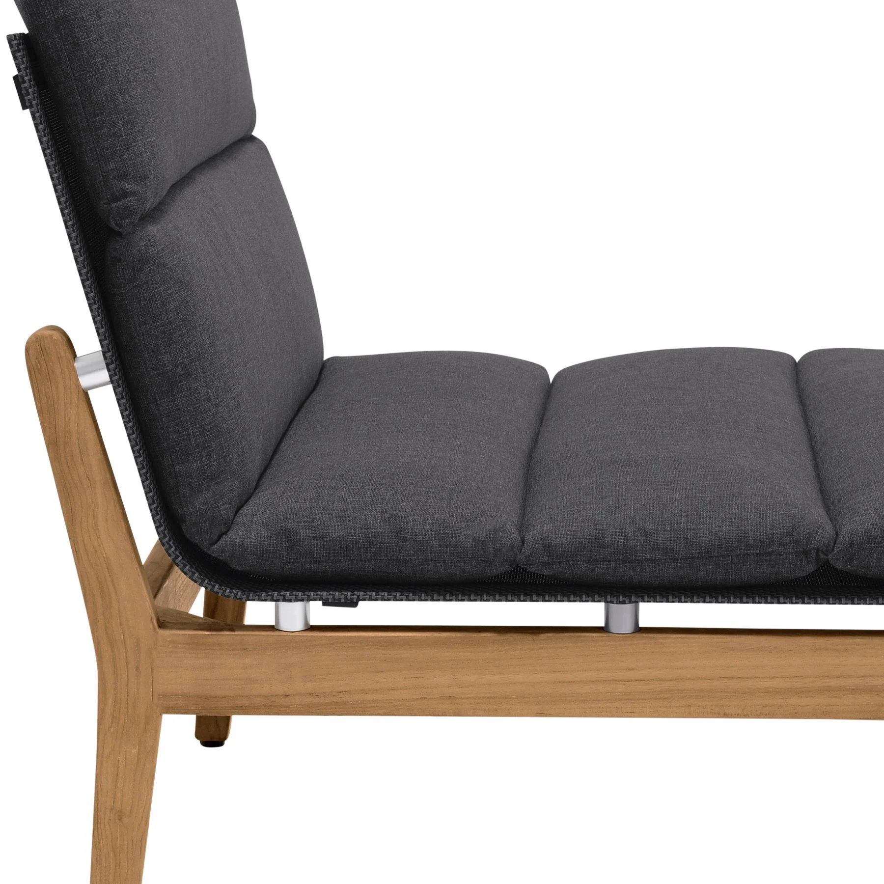Arno Outdoor Modular Teak Wood Lounge Chair with Charcoal Olefin - Image 5