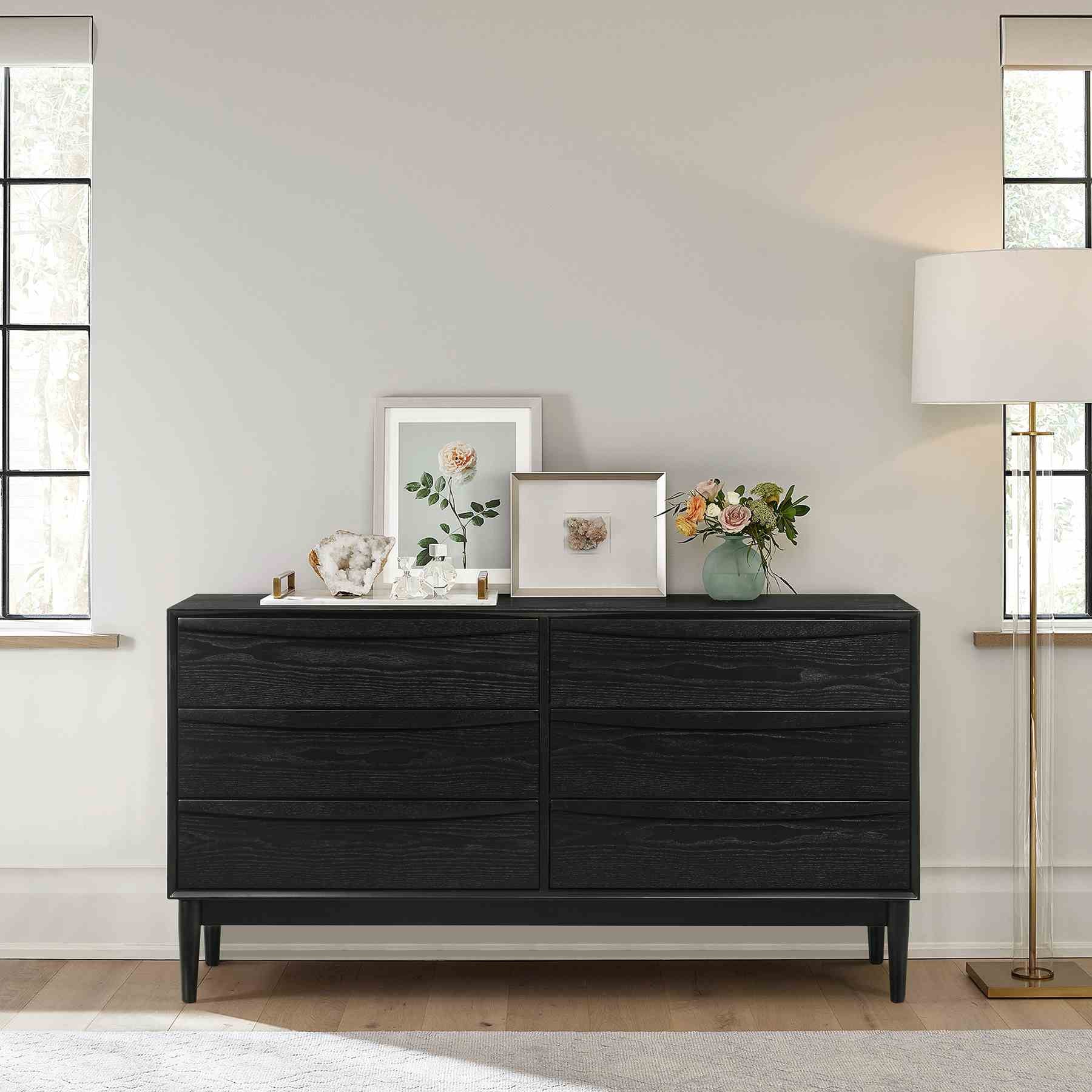 Artemio 6 Drawer Wood Dresser in Black Finish - Image 11