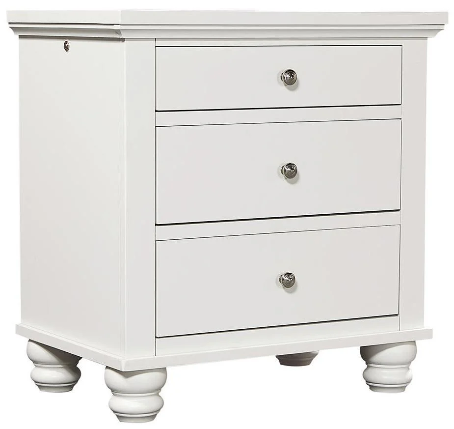Aspenhome Cambridge 3 Drawer Liv360 Nightstand in White