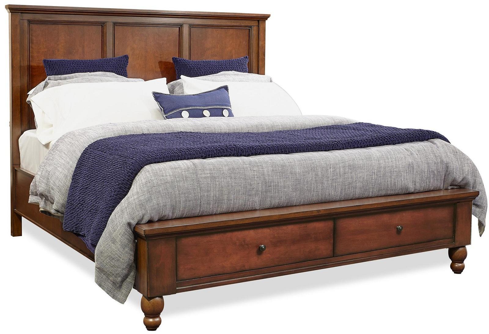 Aspenhome Cambridge King Panel Storage Bed in Brown Cherry