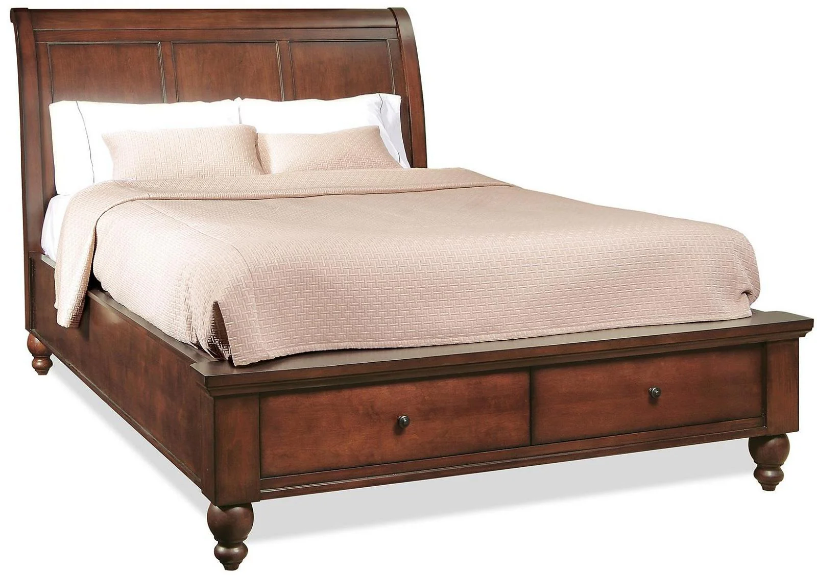 Aspenhome Cambridge Queen Sleigh Storage Bed in Brown Cherry