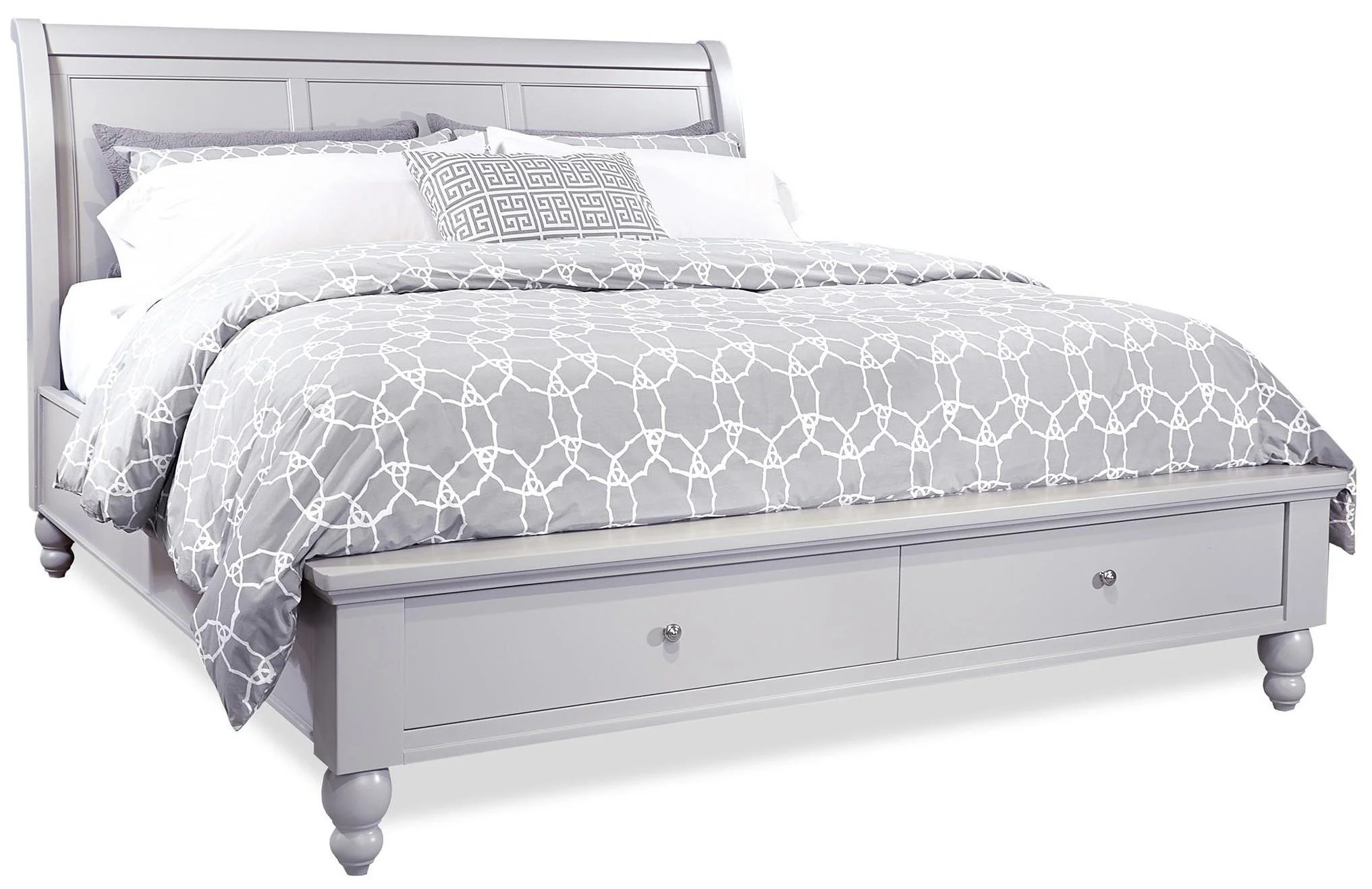 Aspenhome Cambridge Queen Sleigh Storage Bed in Grey
