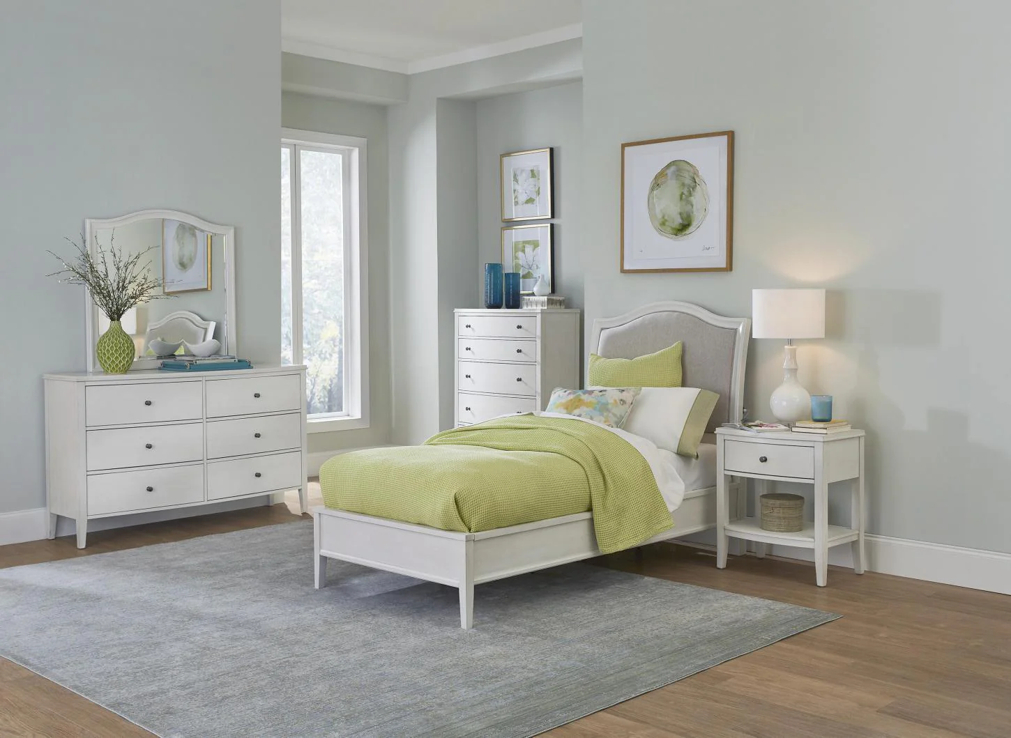 Aspenhome Furniture Charlotte Full Upholstered Sleigh Bed in White - Image 4