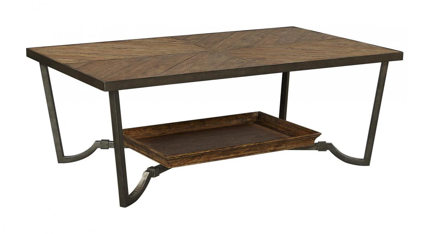 Aspenhome Furniture Mosaic Cocktail Table with Wood Top in Pecan