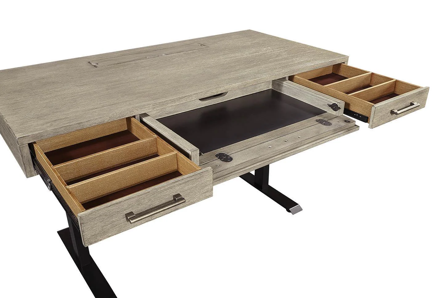 Aspenhome Furniture Platinum Lift Top Desk and Base in Gray Linen - Image 5