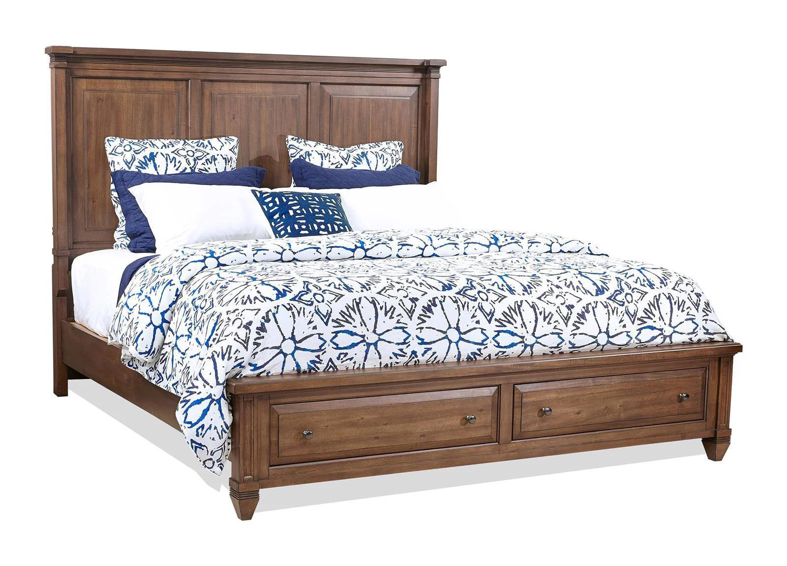 Aspenhome Furniture Thornton King Panel Storage Bed in Sienna