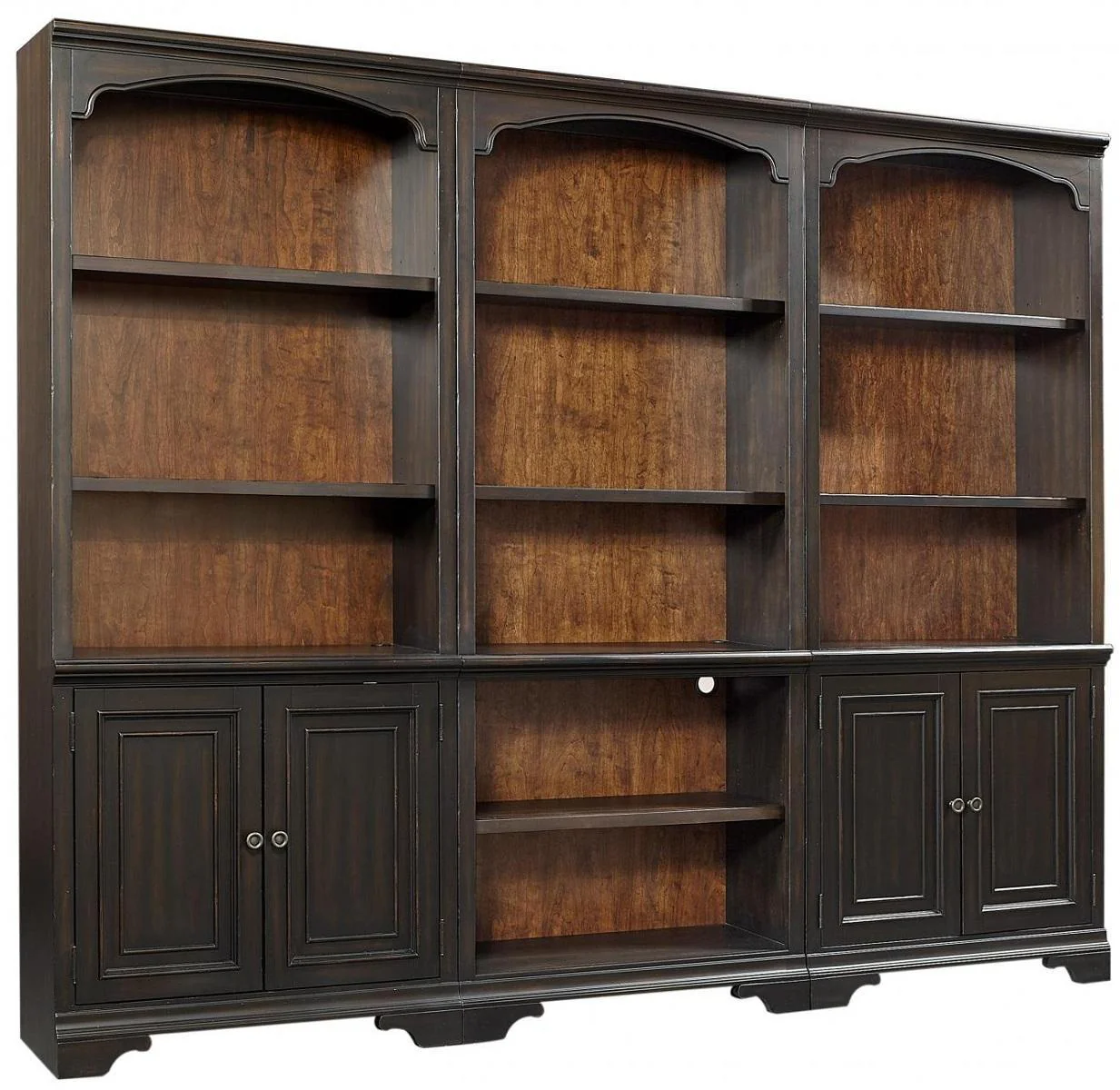 Aspenhome Hampton Bookcase Wall in Black Cherry