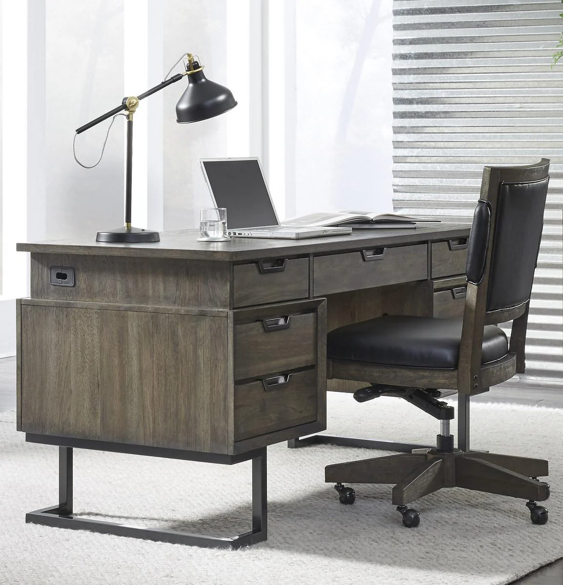 Aspenhome Harper Point 66" Executive Desk in Fossil - Image 2