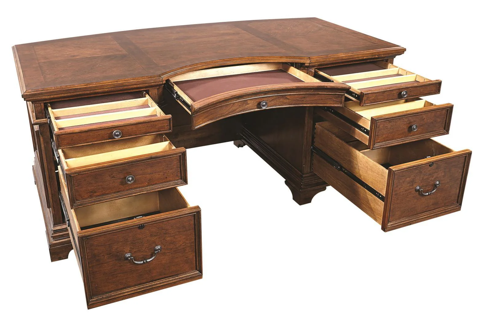 Aspenhome Hawthorne 66" Junior Executive Desk in Brown Cherry