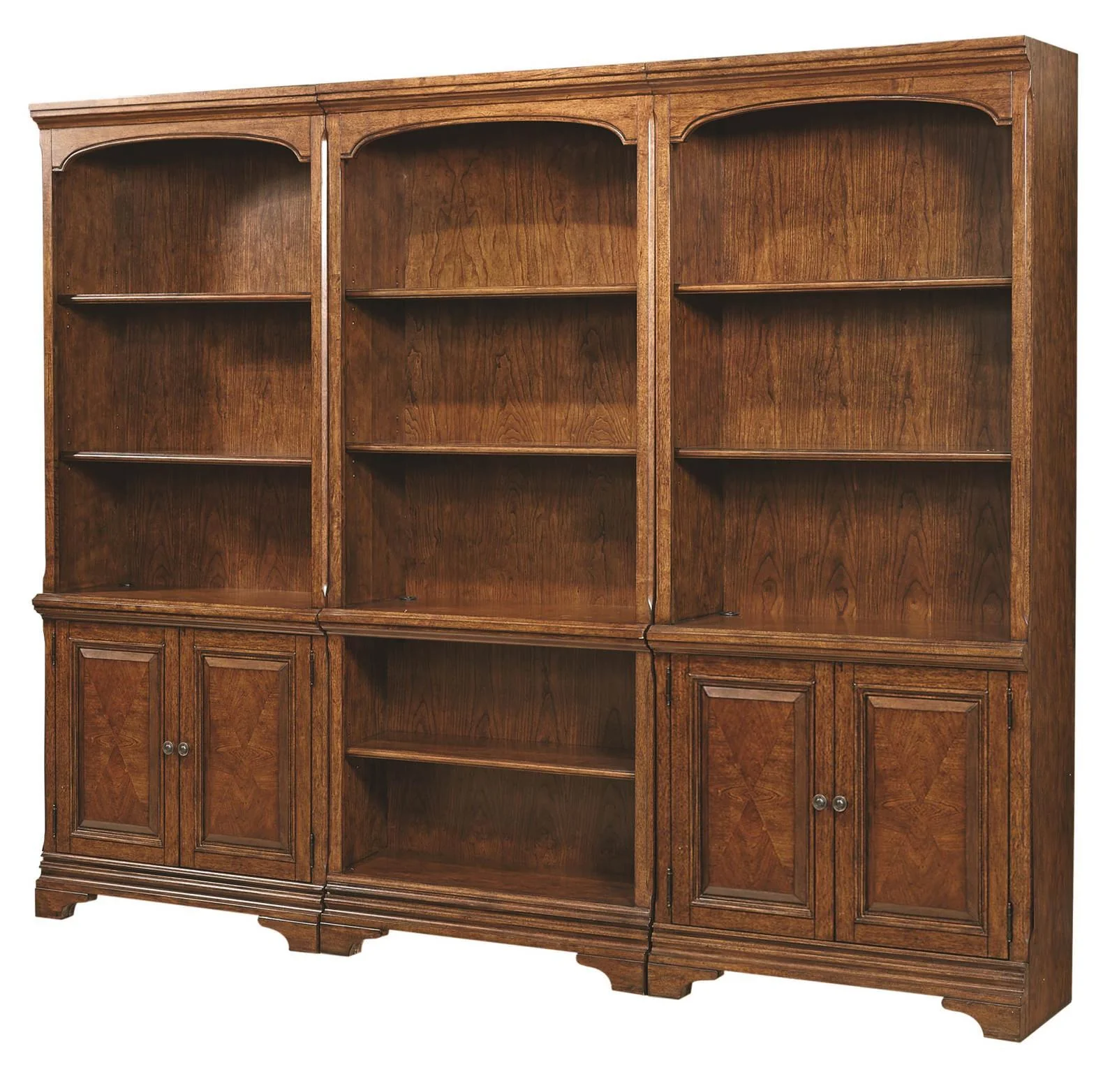 Aspenhome Hawthorne Bookcase Wall in Brown Cherry