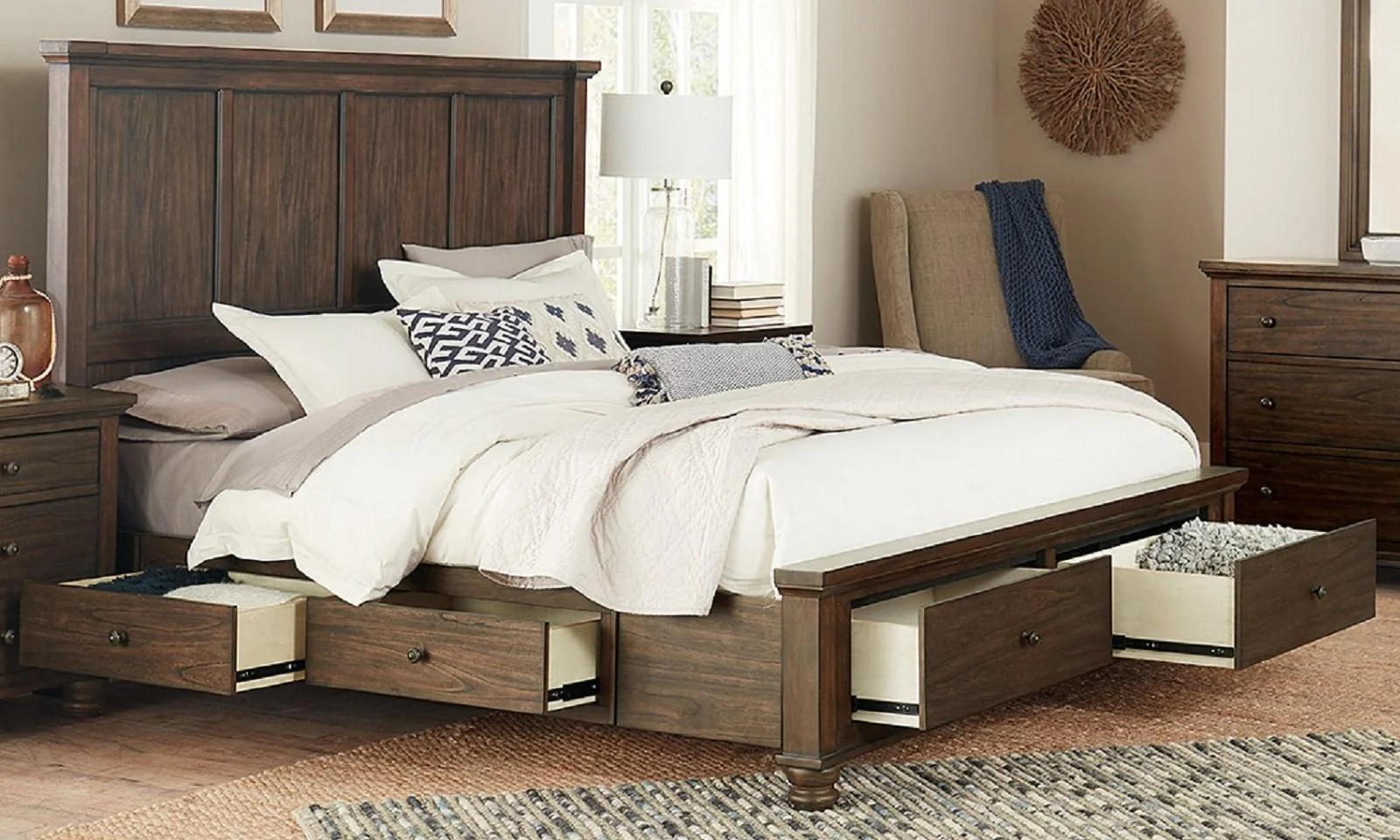 Aspenhome Hudson Valley California King Panel Side Storage Bed in Chestnut - Image 4
