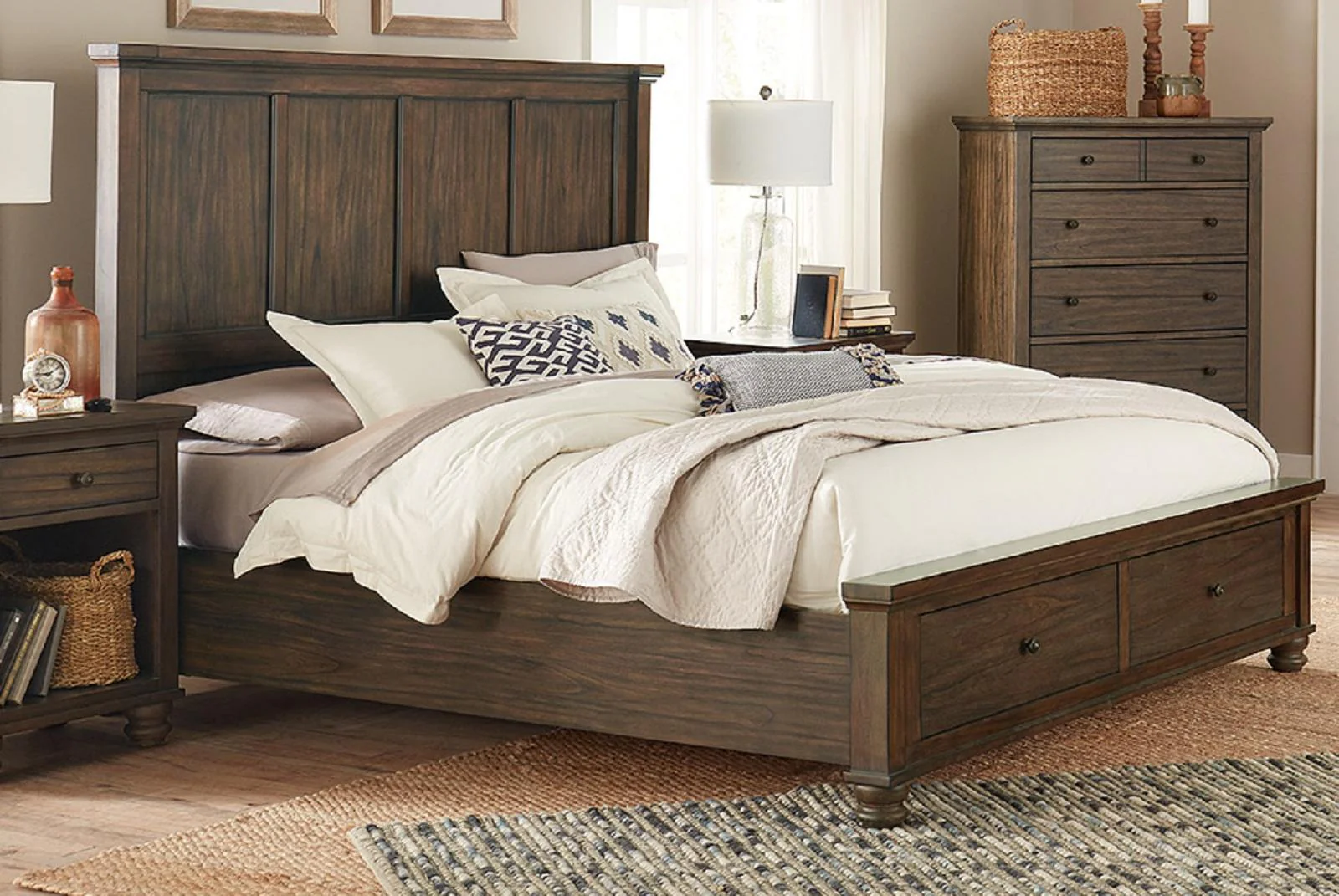 Aspenhome Hudson Valley Queen Panel Storage Bed in Chestnut