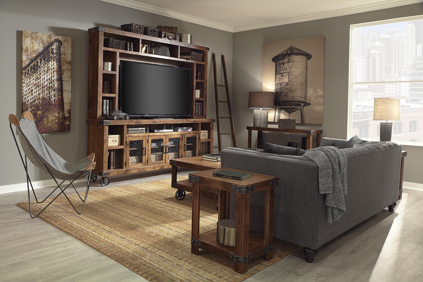 Aspenhome Industrial 84" Console and Hutch in Fruitwood DN1036-H-FRT - Image 2