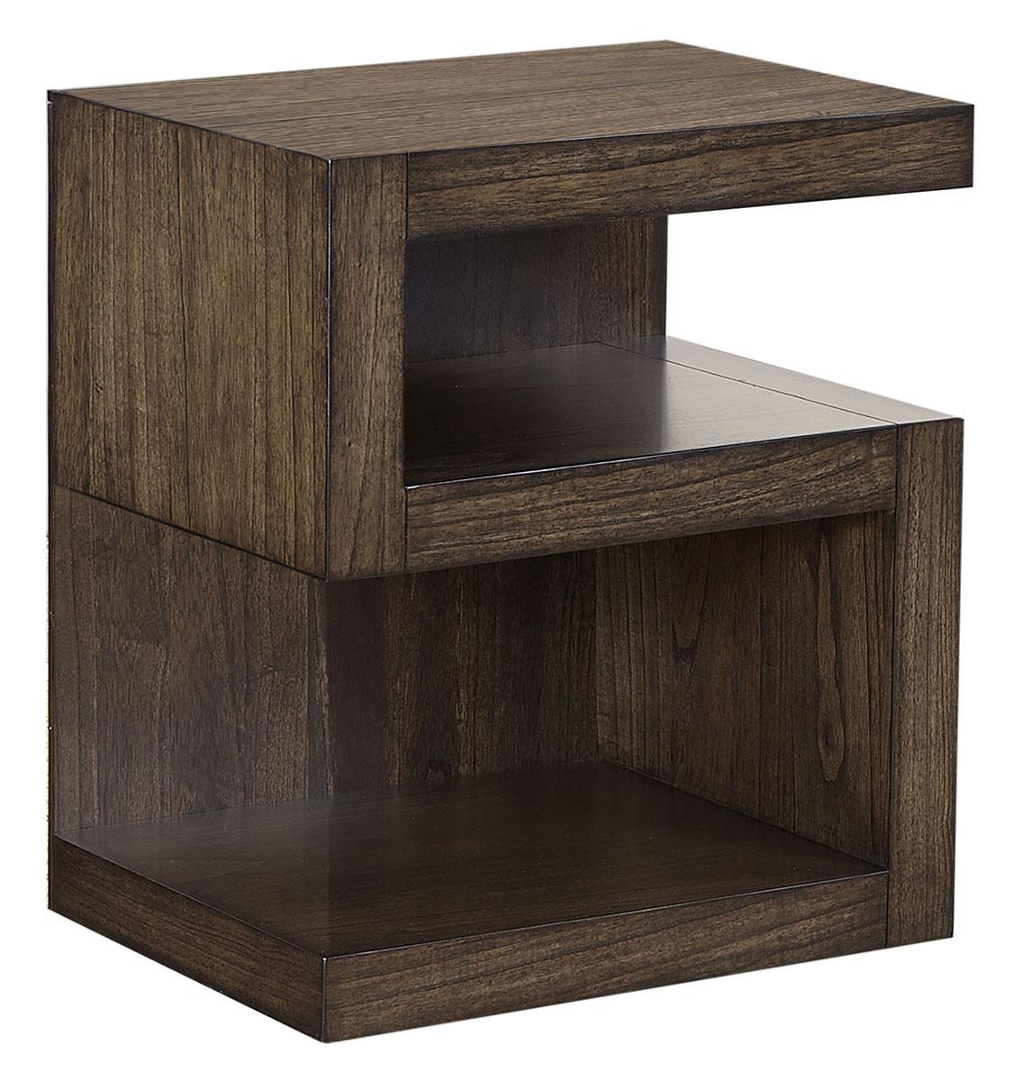 Aspenhome Modern Loft S-Shaped Nightstand in Brownstone