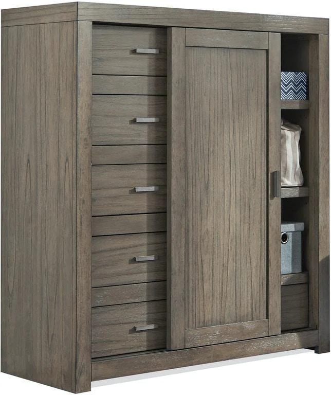 Aspenhome Modern Loft Sliding Door Chest in Greystone