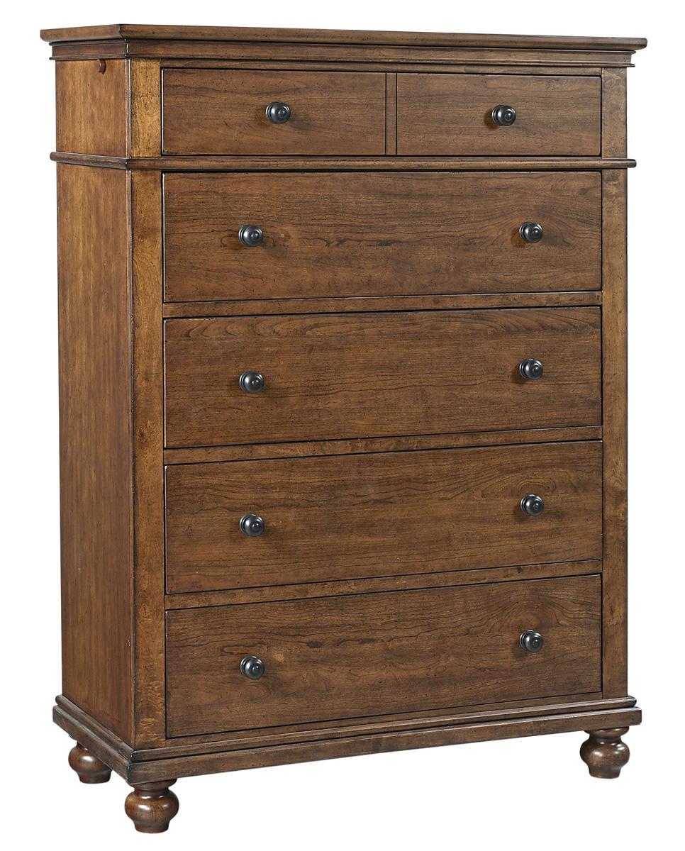 Aspenhome Oxford 5 Drawer Chest in Whiskey Brown