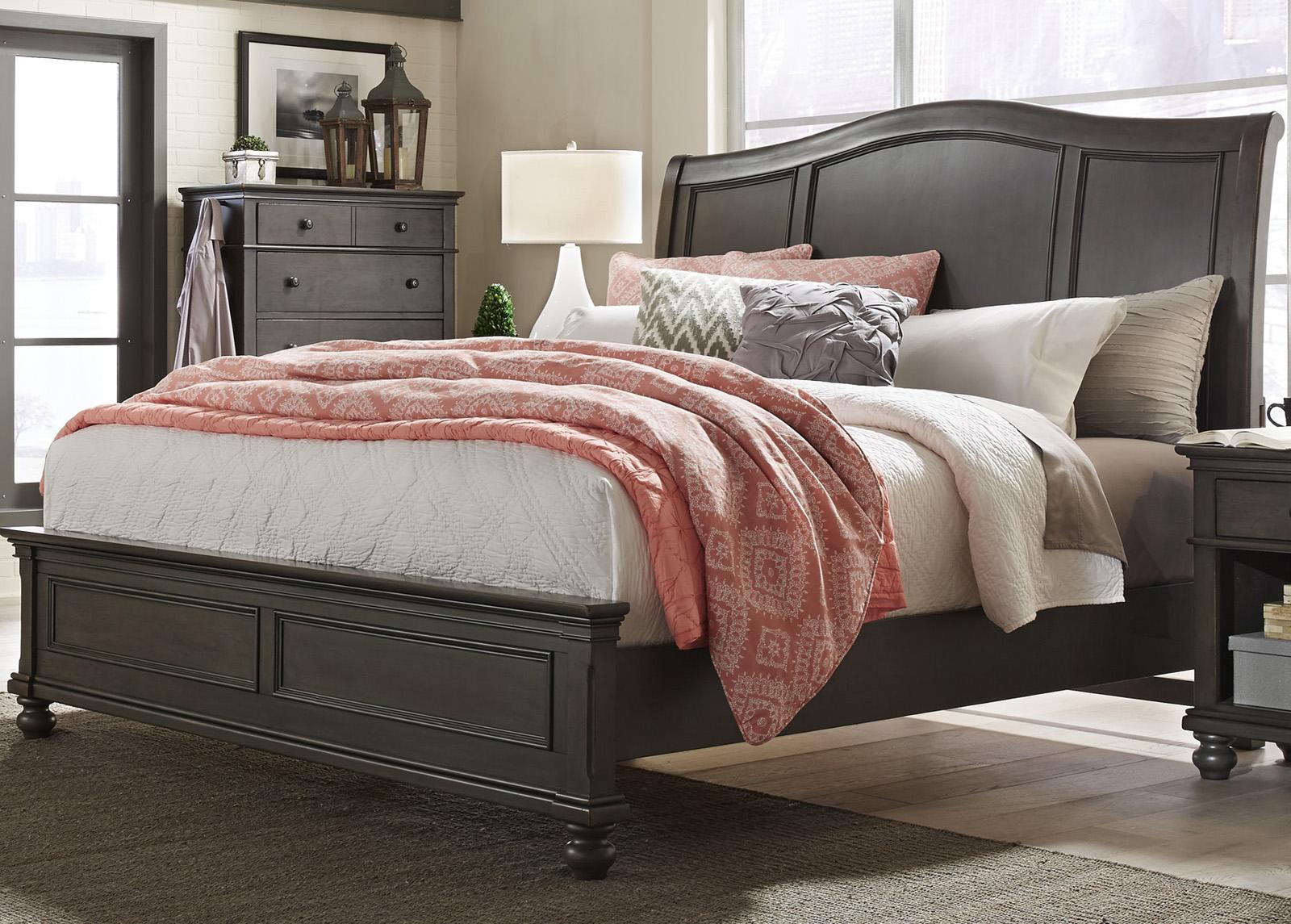 Aspenhome Oxford California King Sleigh Bed in Peppercorn