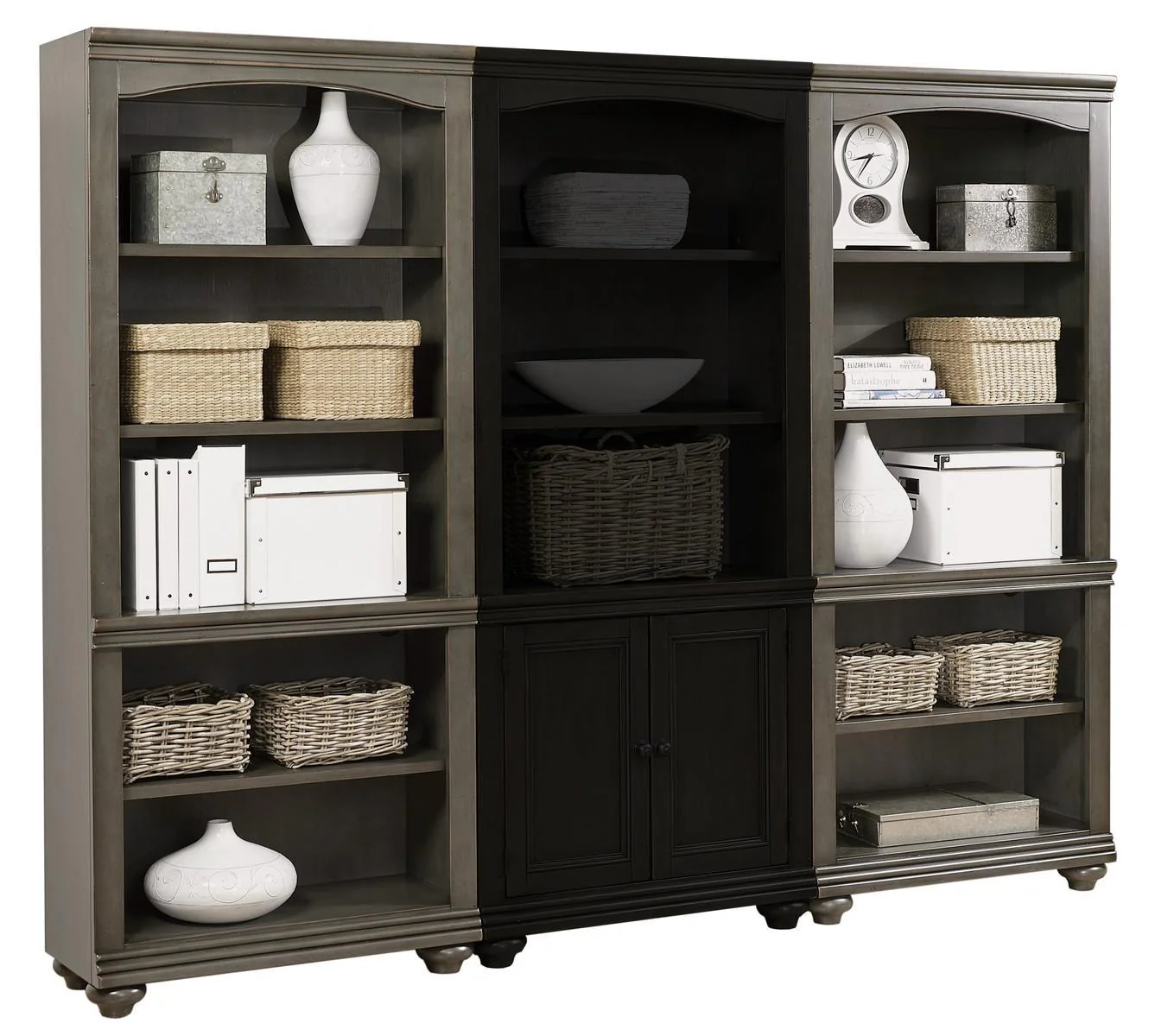 Aspenhome Oxford Open Bookcase in Peppercorn
