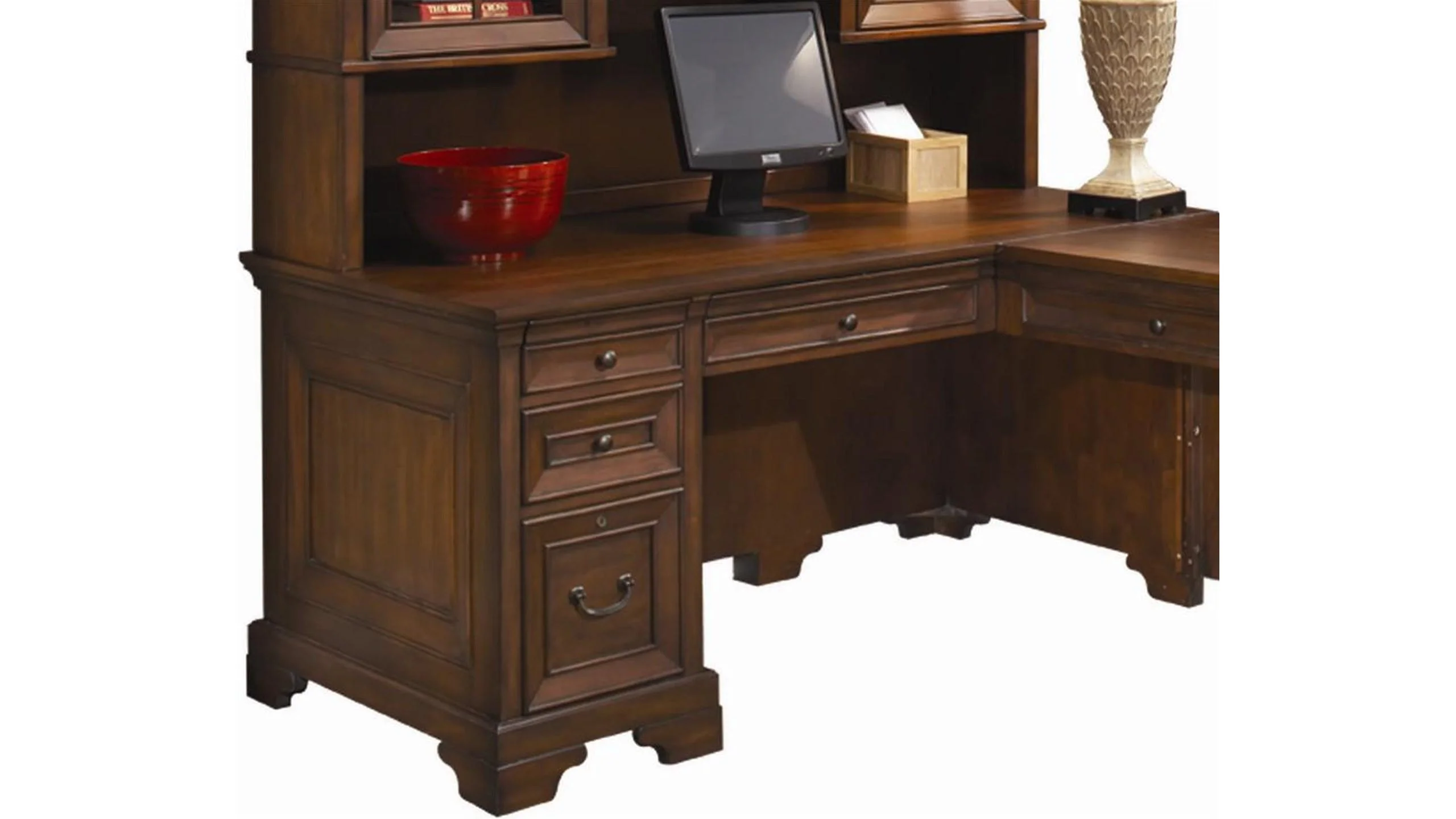 Aspenhome Richmond 66" Computer L-Shaped Desk in Charleston Brown/308 - Image 2