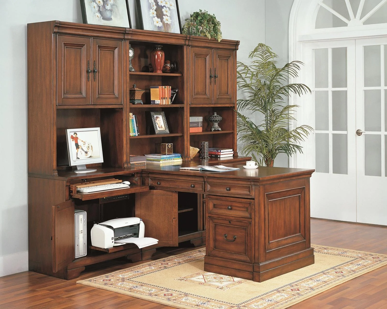 Aspenhome Richmond Modular Desk Wall in Charleston Brown - Image 2