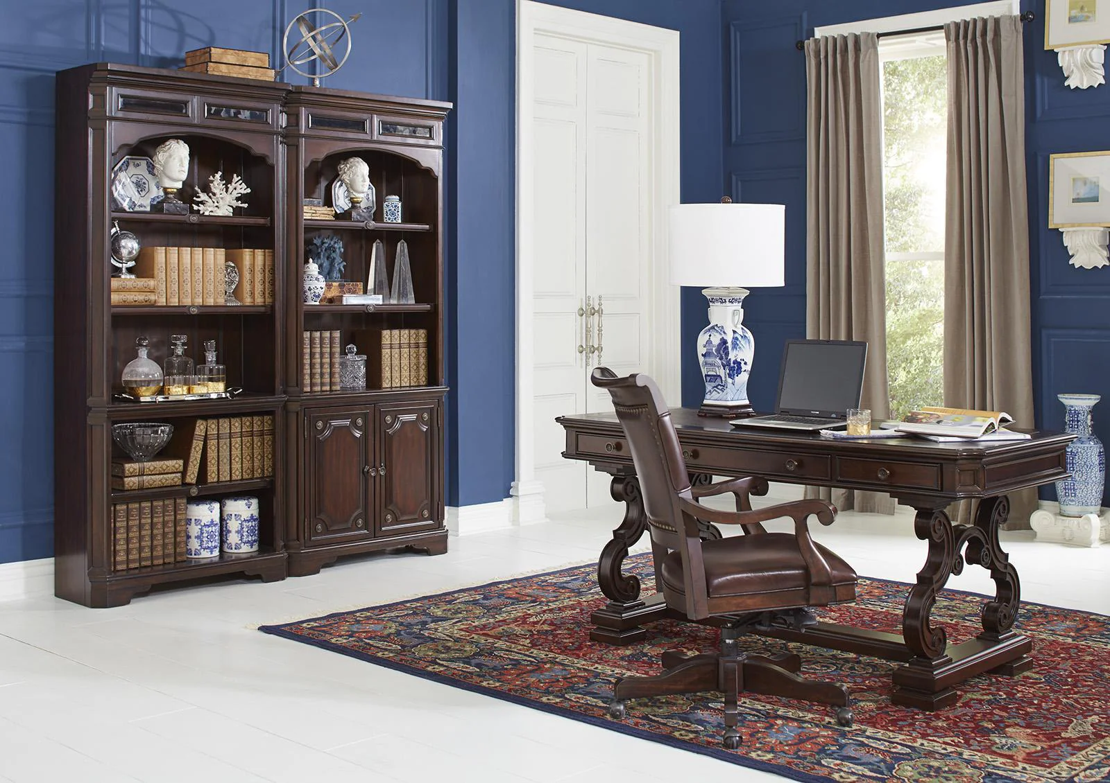 Aspenhome Sheffield Door Bookcase in Warm Rubbed Brown - Image 4