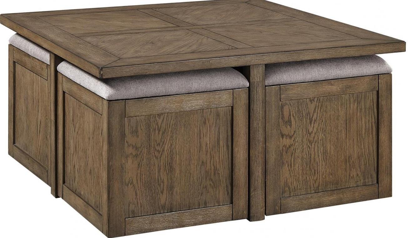 Aspenhome Terrace Point Cocktail Nesting Table with Stools in Tawny