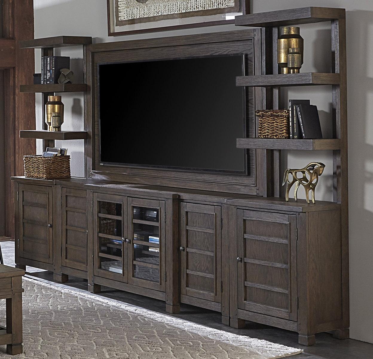 Aspenhome Tucker 75" Console Wall with TV Backer in Bark