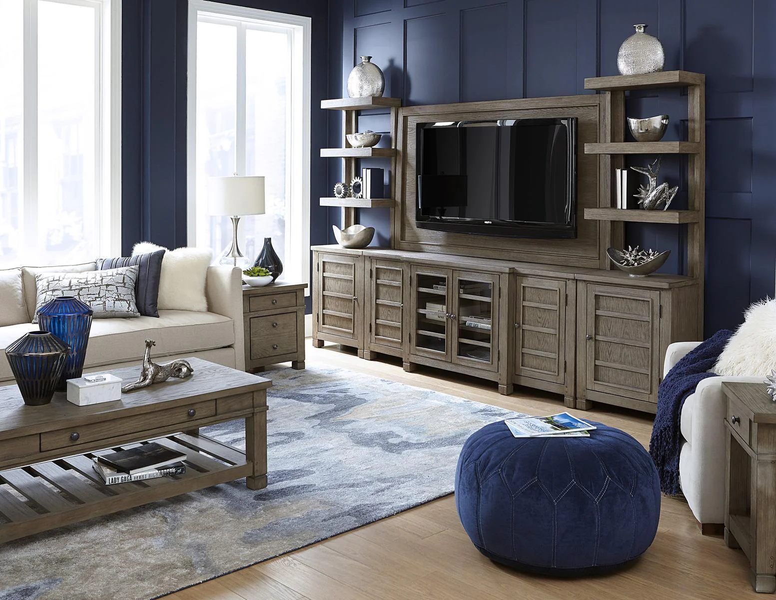 Aspenhome Tucker 75" Console Wall with TV Backer in Stone - Image 2