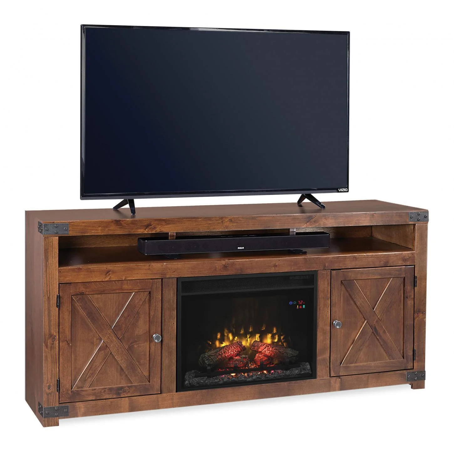 Aspenhome Urban Farmhouse 72" Fireplace Console in Fruitwood