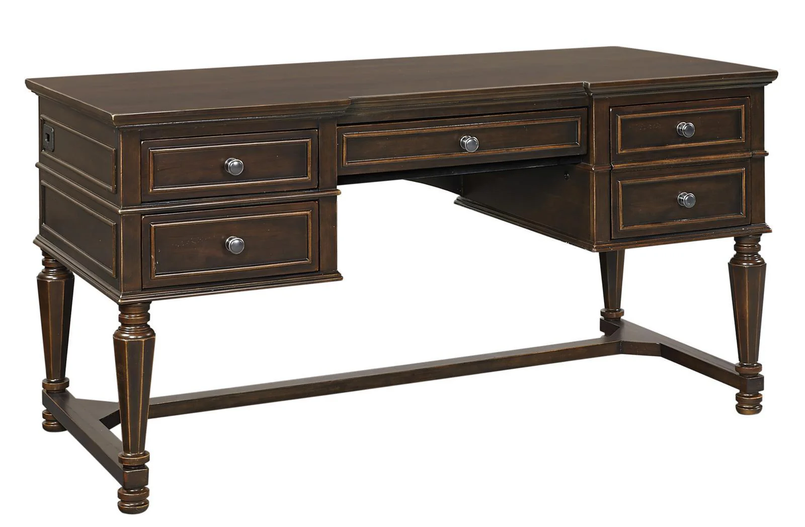Aspenhome Weston 60" Half Pedestal Desk in Brown