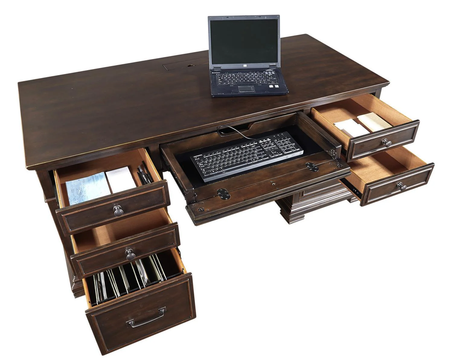Aspenhome Weston 60" Half Pedestal Desk in Brown - Image 2