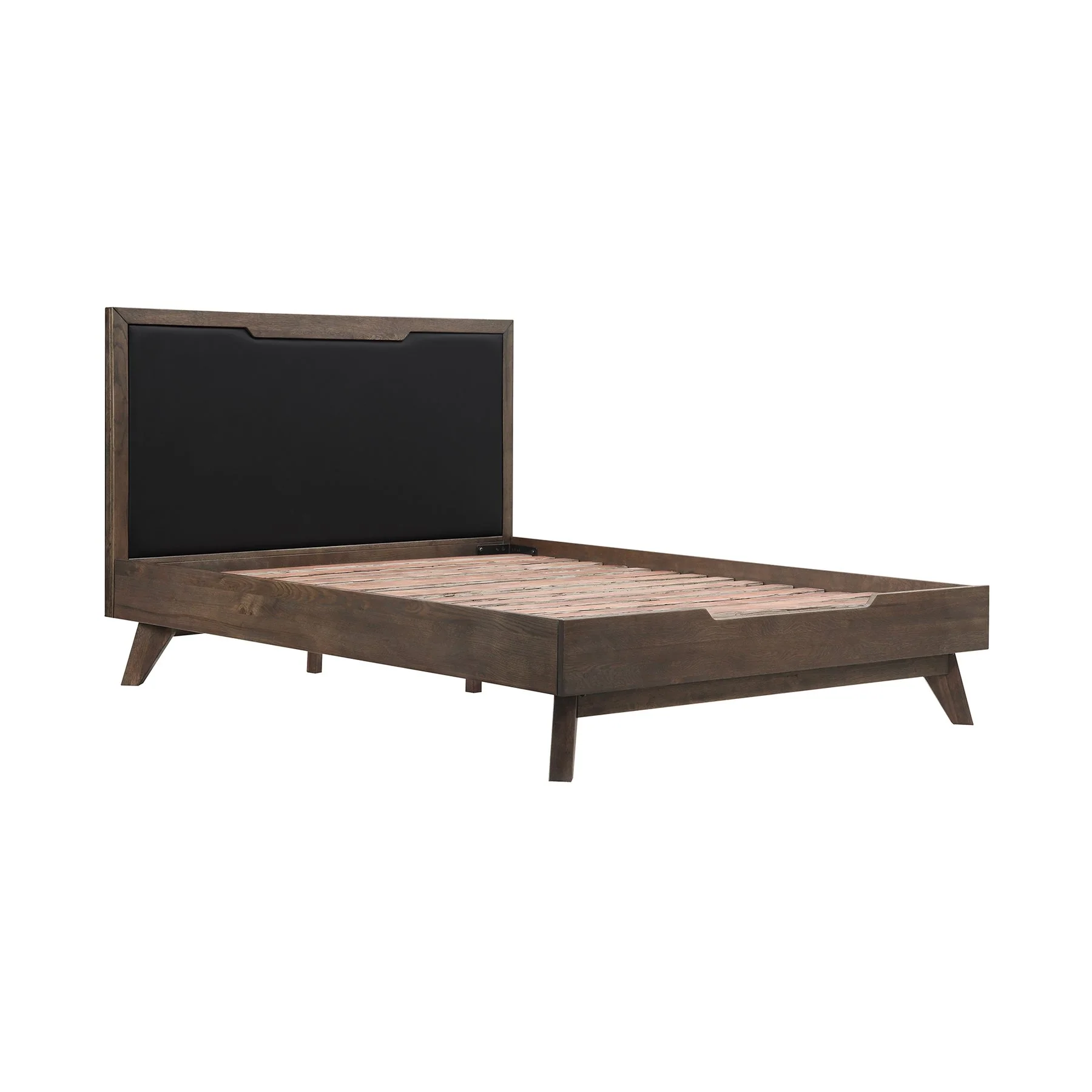 Astoria 3 Piece Queen Bedroom Set in Oak with Black Faux Leather - Image 2
