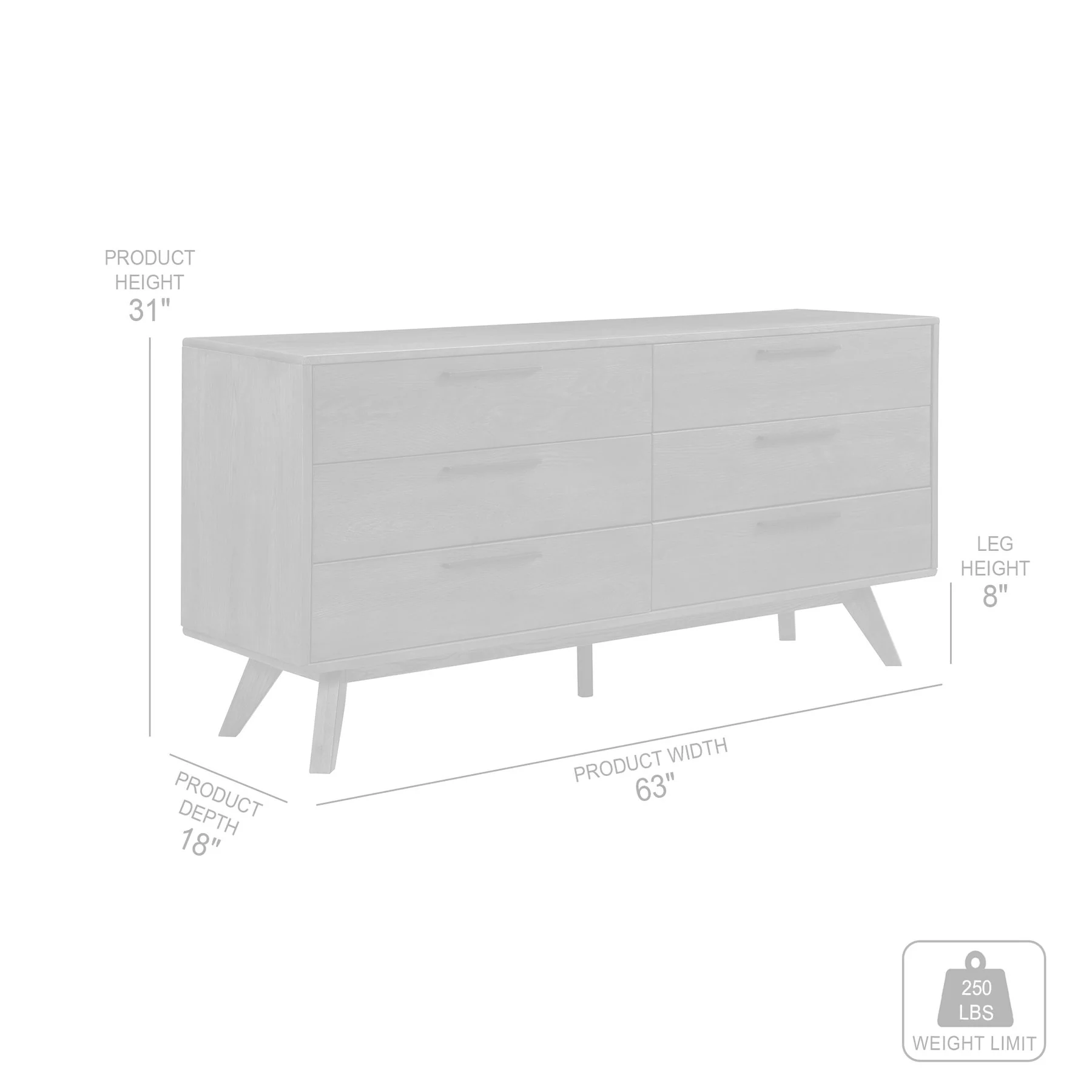 Astoria Oak Dresser for Bedroom with 6 Drawers - Image 10