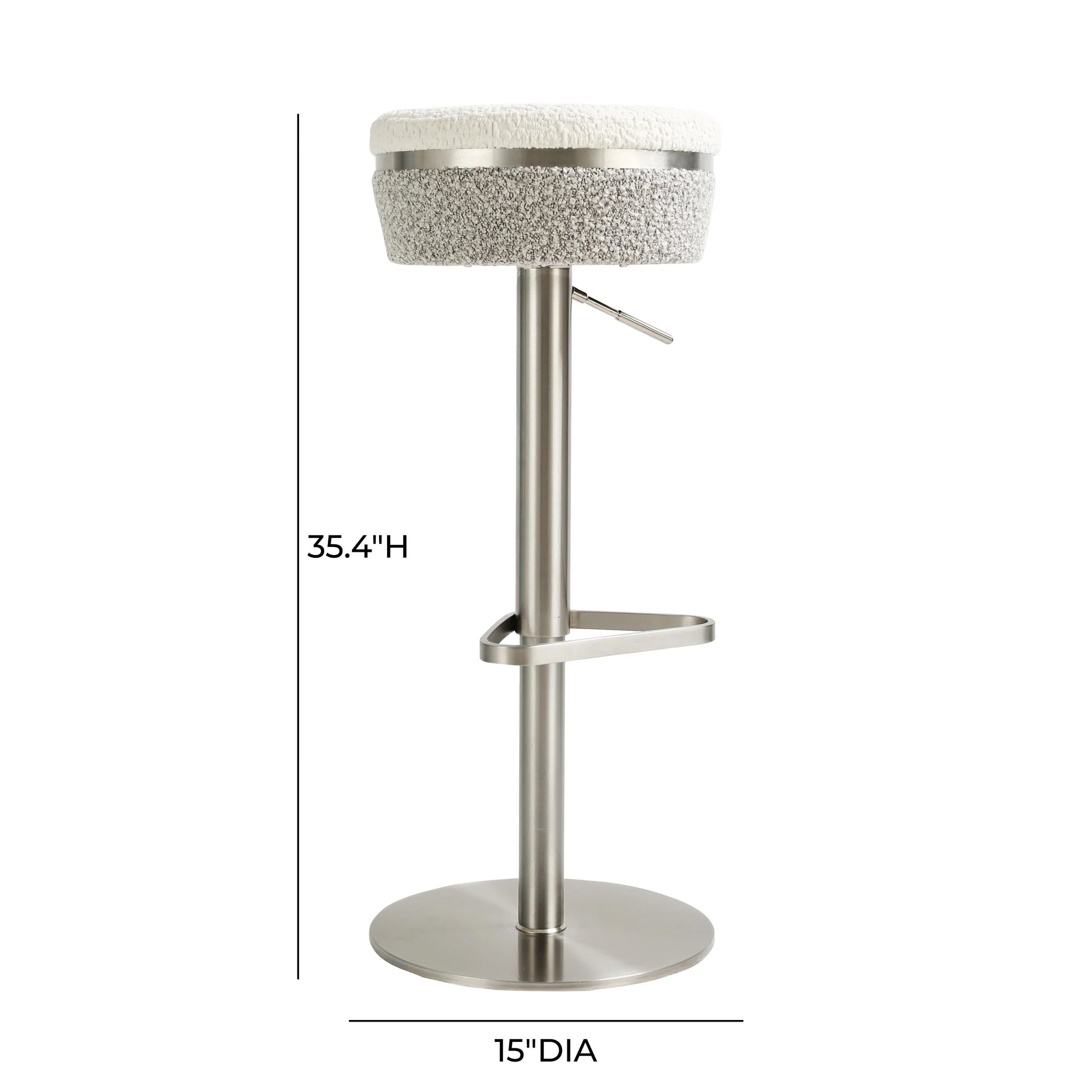 Astro White and Grey Boucle Adjustable Stool - Image 6